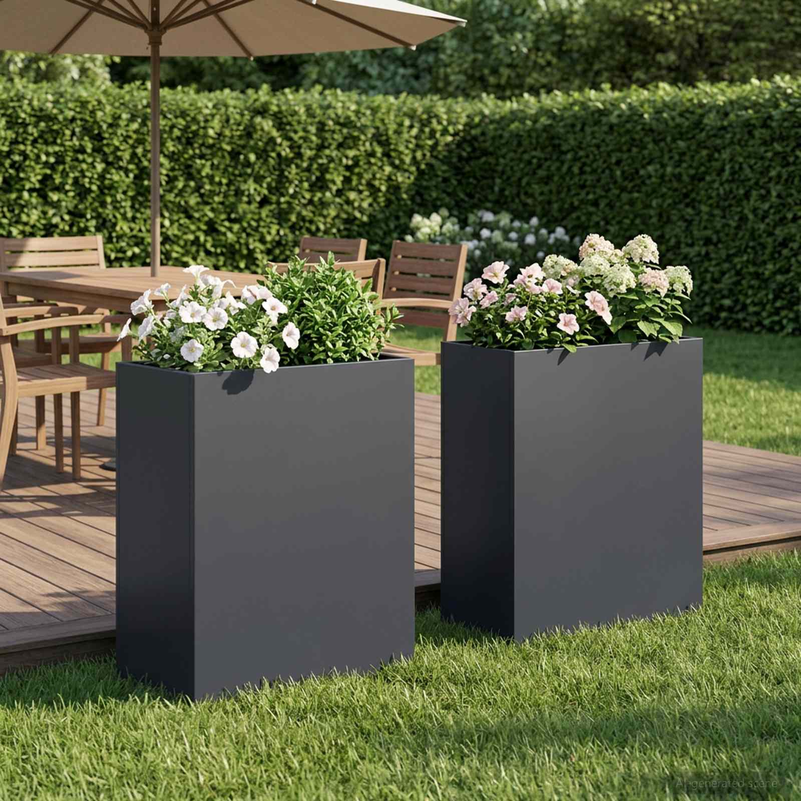 Garten-Pflanzgefäß 2 stk. Anthrazit 40 x 20 x 50 cm