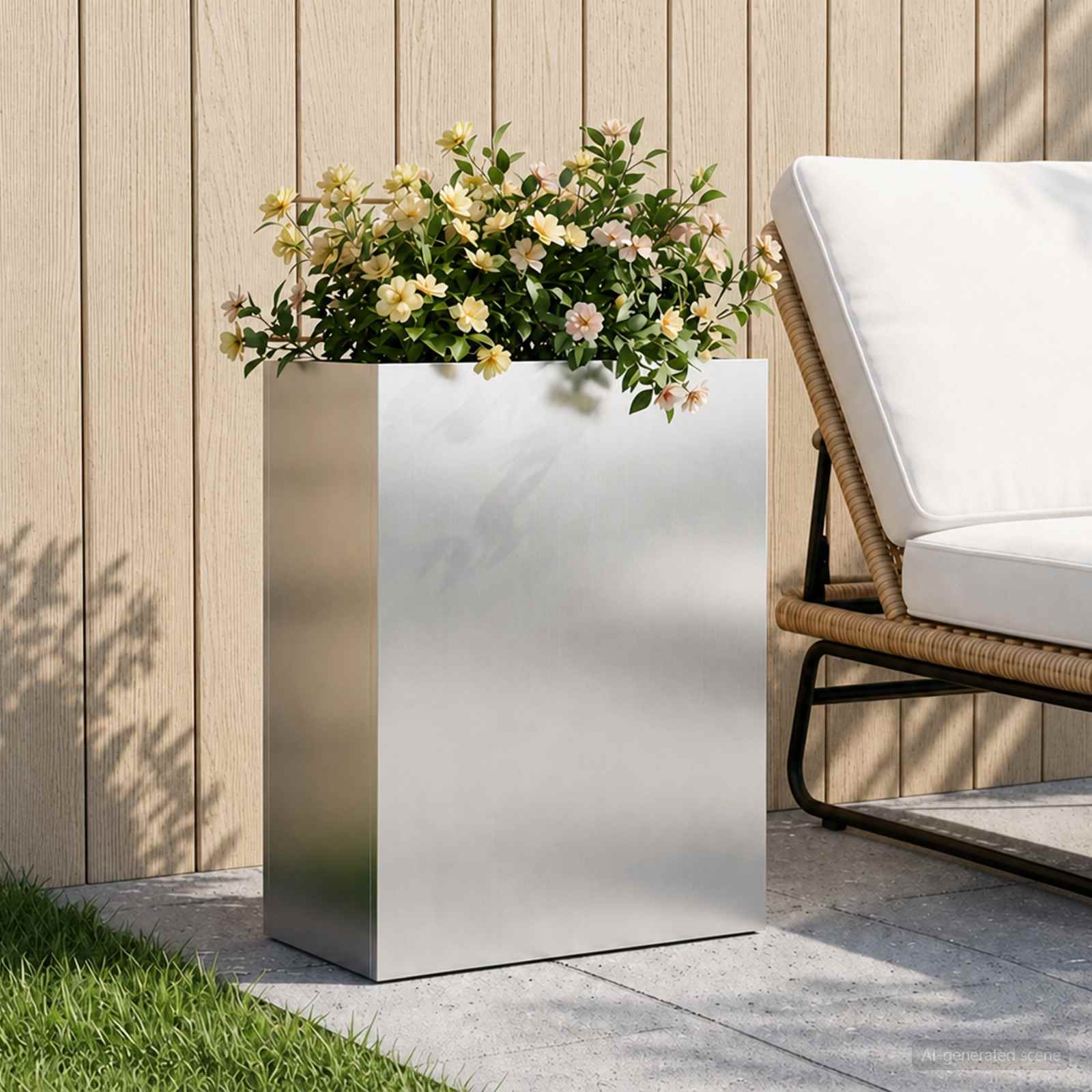 Garten-Pflanzgefäß Silber 40 x 20 x 50 cm Edelstahl