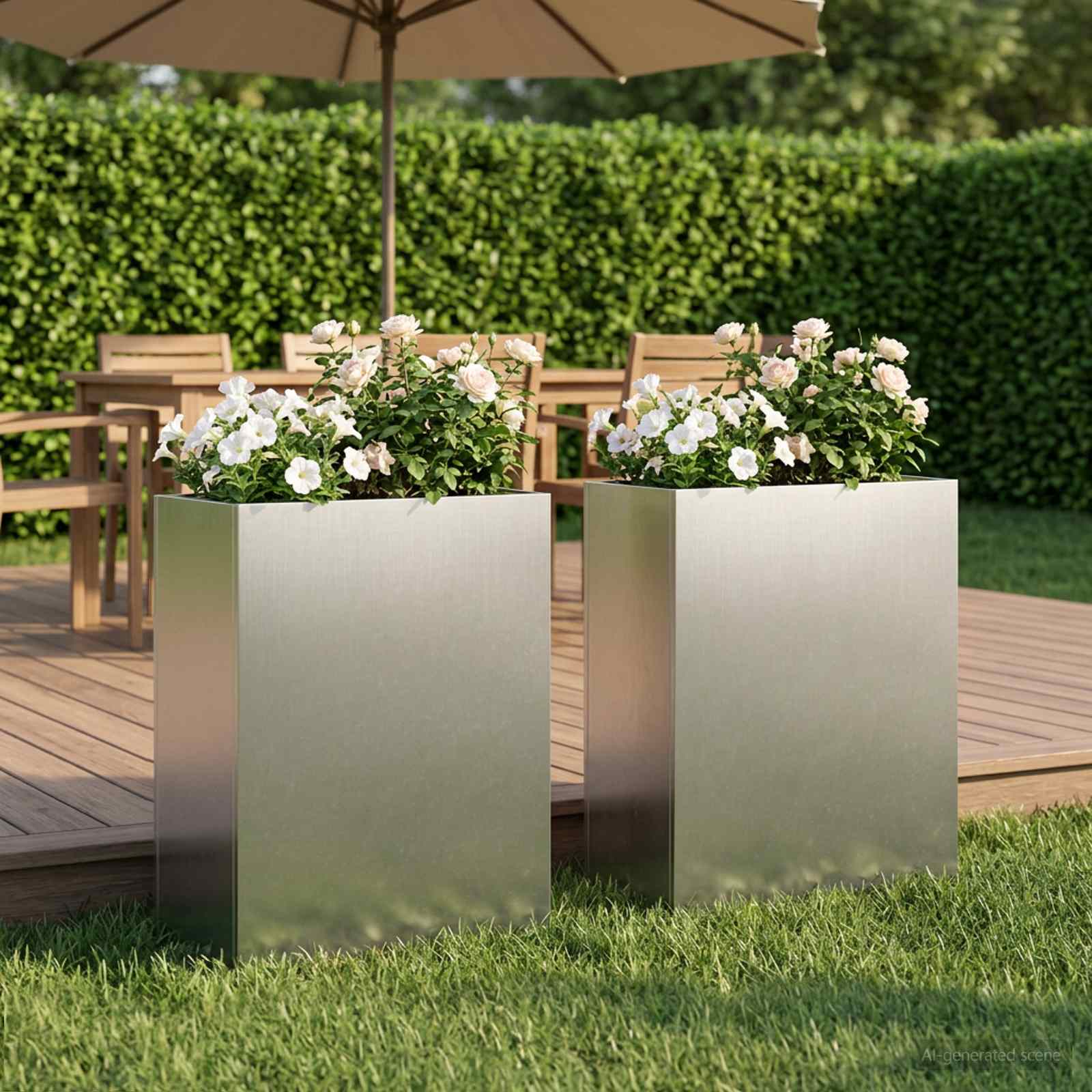 Garten-Pflanzgefäß 2 stk. Silber 40 x 20 x 50 cm Edelstahl