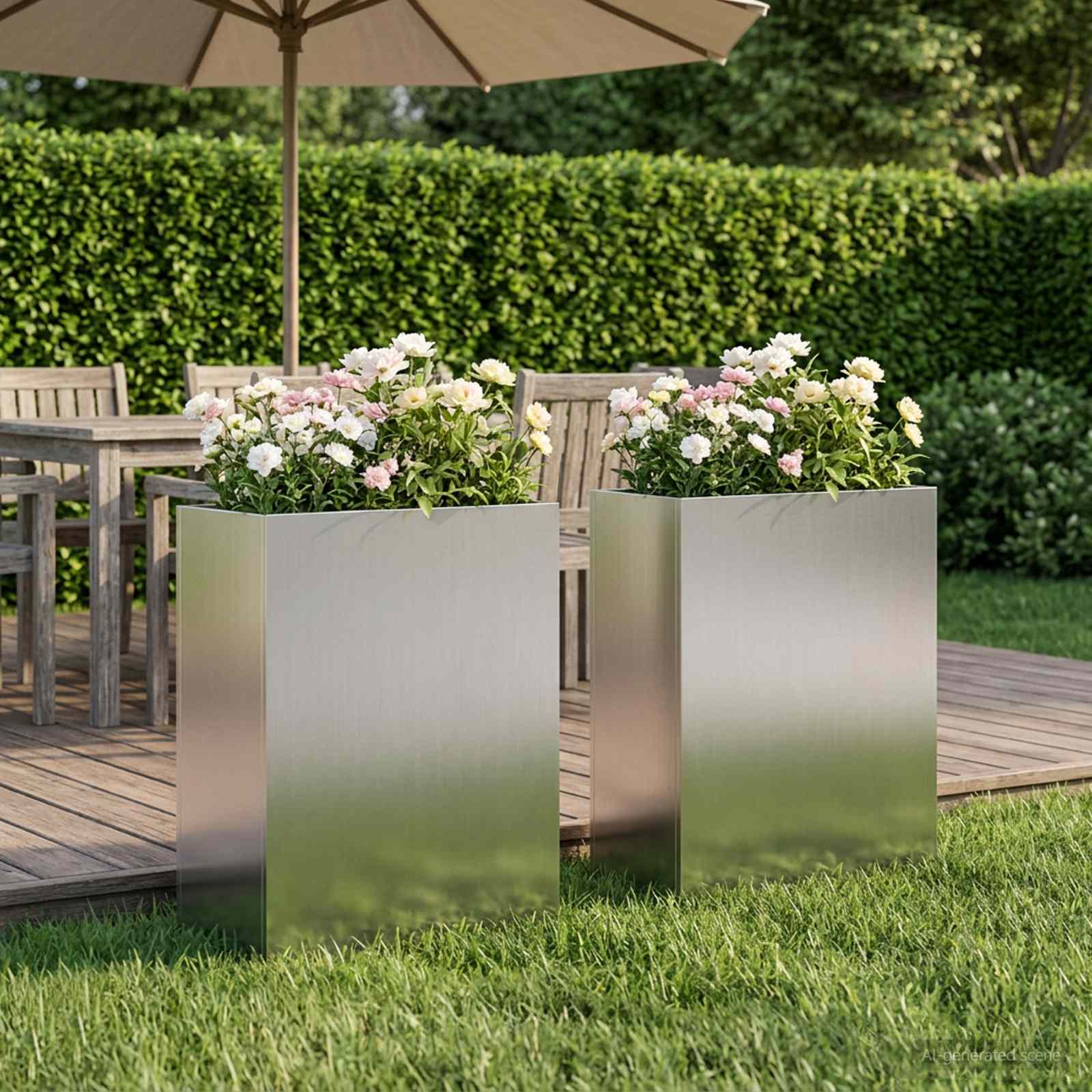 Garten-Pflanzgefäß 2 stk. Silber 40 x 20 x 50 cm