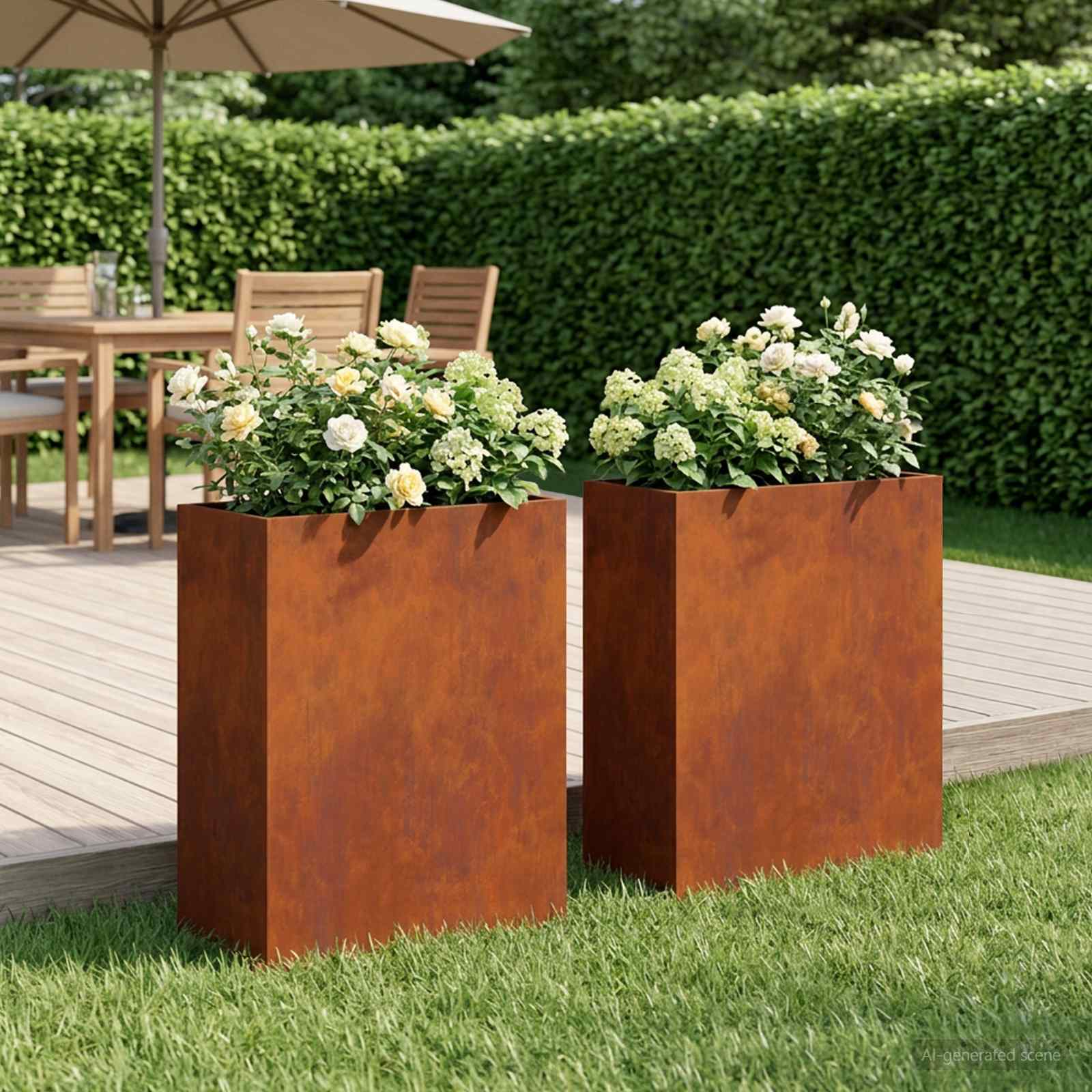 Garten-Pflanzgefäß 2 stk. Rostoptik 40 x 20 x 50 cm