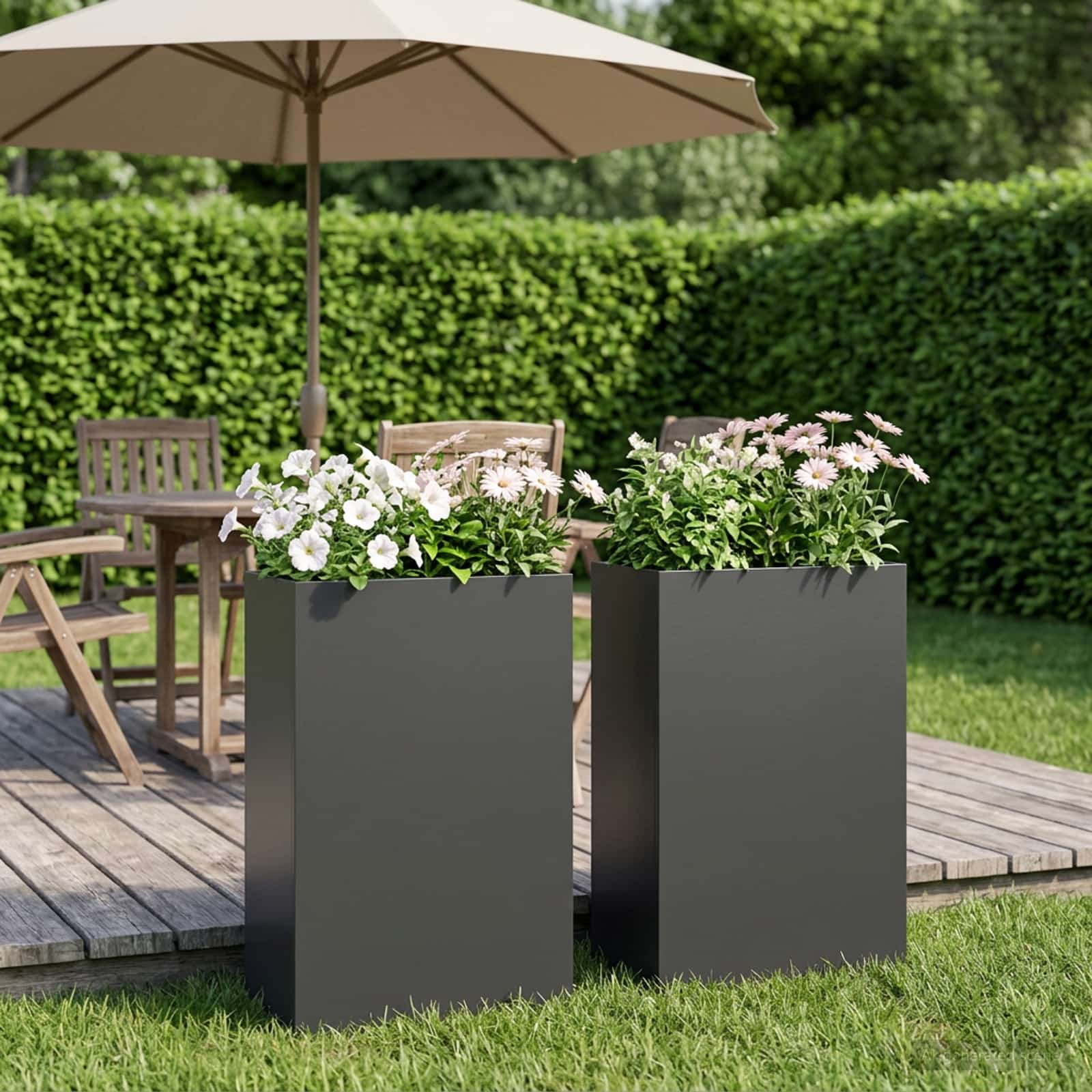 Garten-Pflanzgefäß 2 stk. Schwarz 40 x 20 x 75 cm