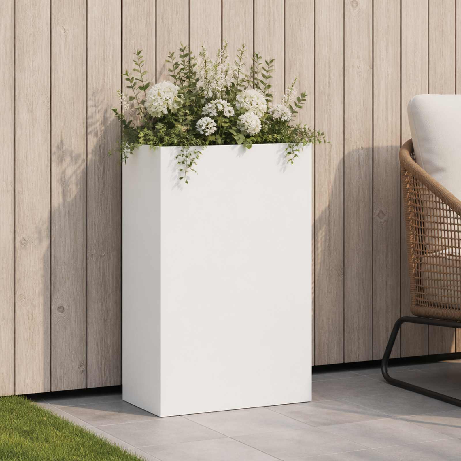 Garten-Pflanzgefäß Weiß 40 x 20 x 75 cm Kaltgewalzter Stahl
