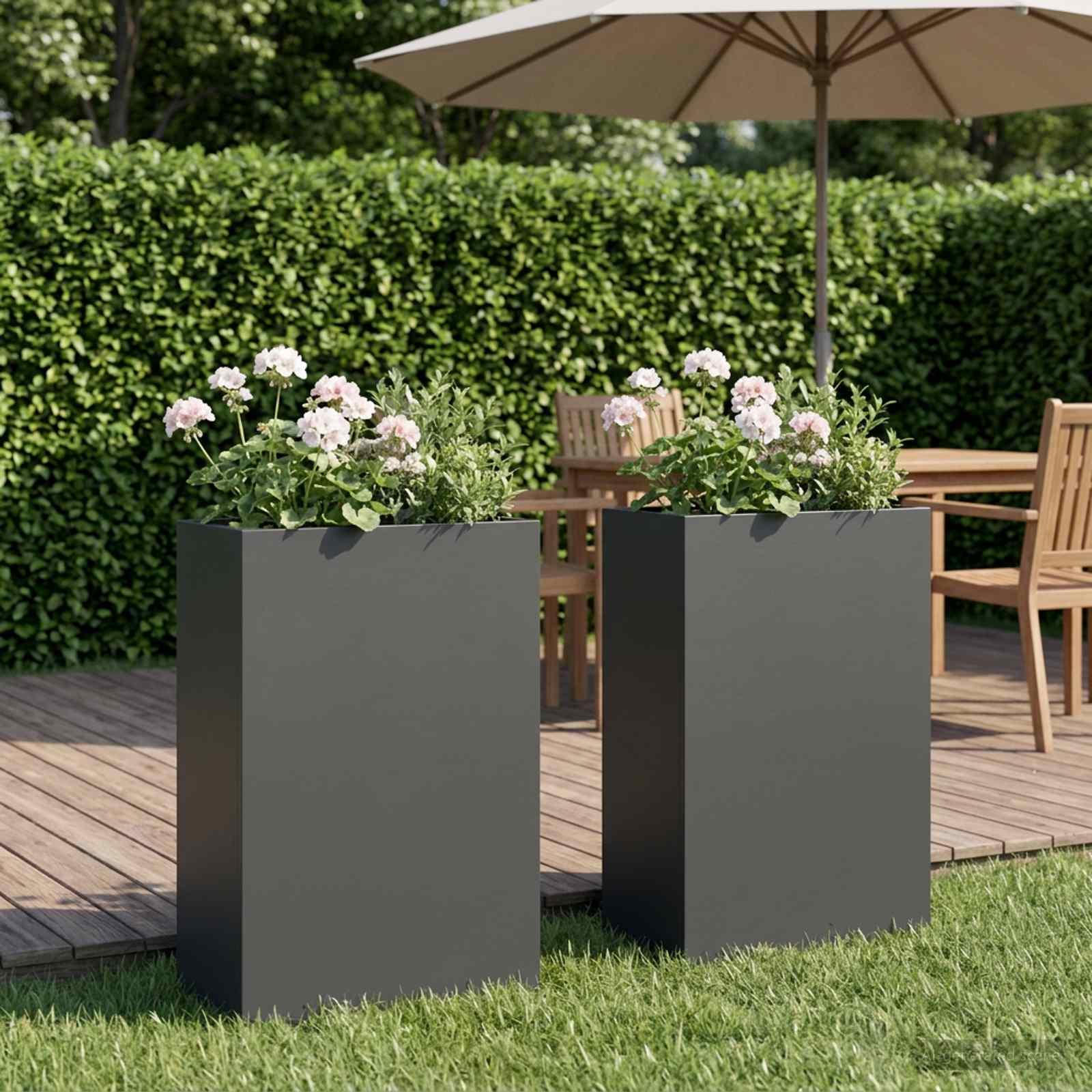 Garten-Pflanzgefäß 2 stk. Anthrazit 40 x 20 x 75 cm