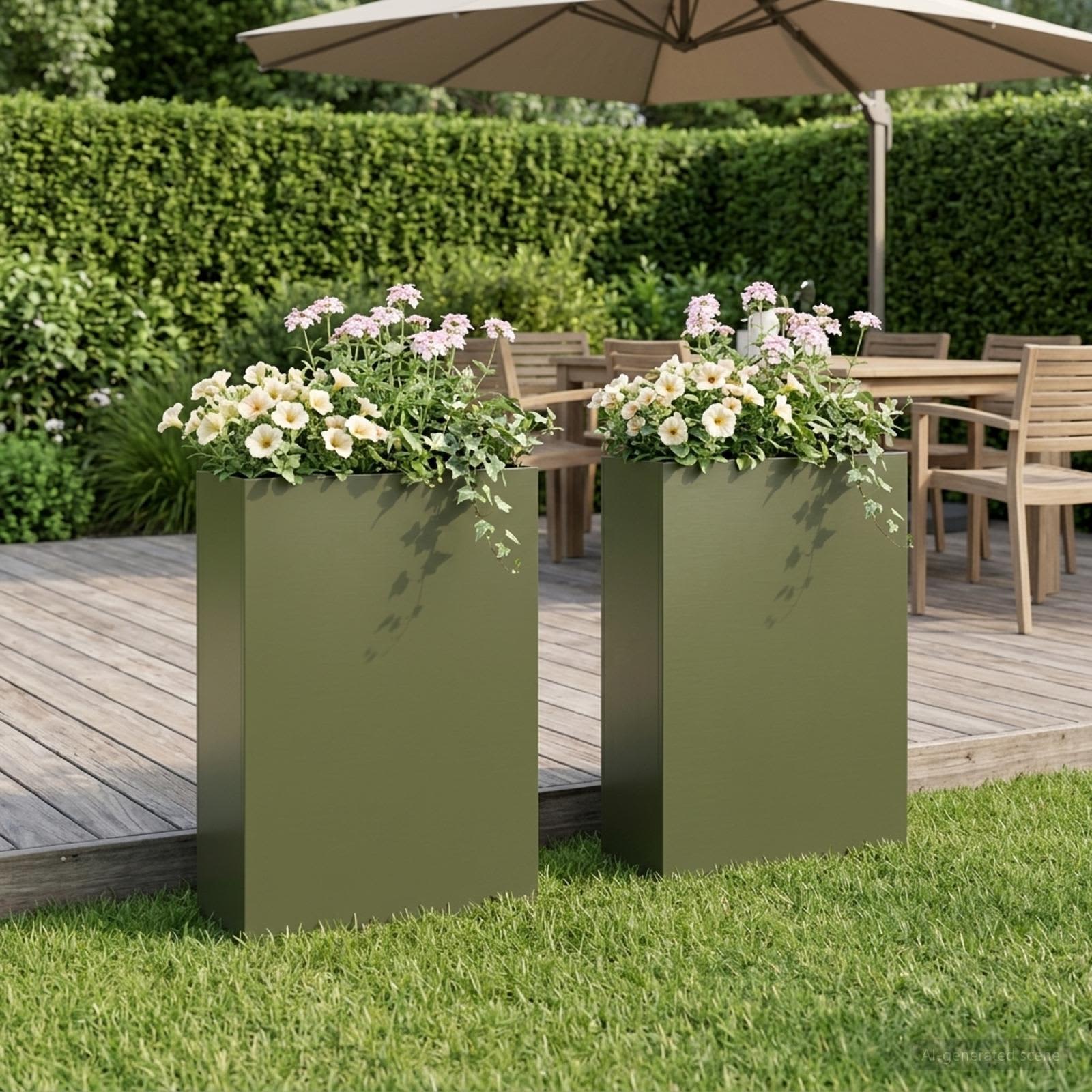 Garten-Pflanzgefäß 2 stk. Olivgrün 40 x 20 x 75 cm