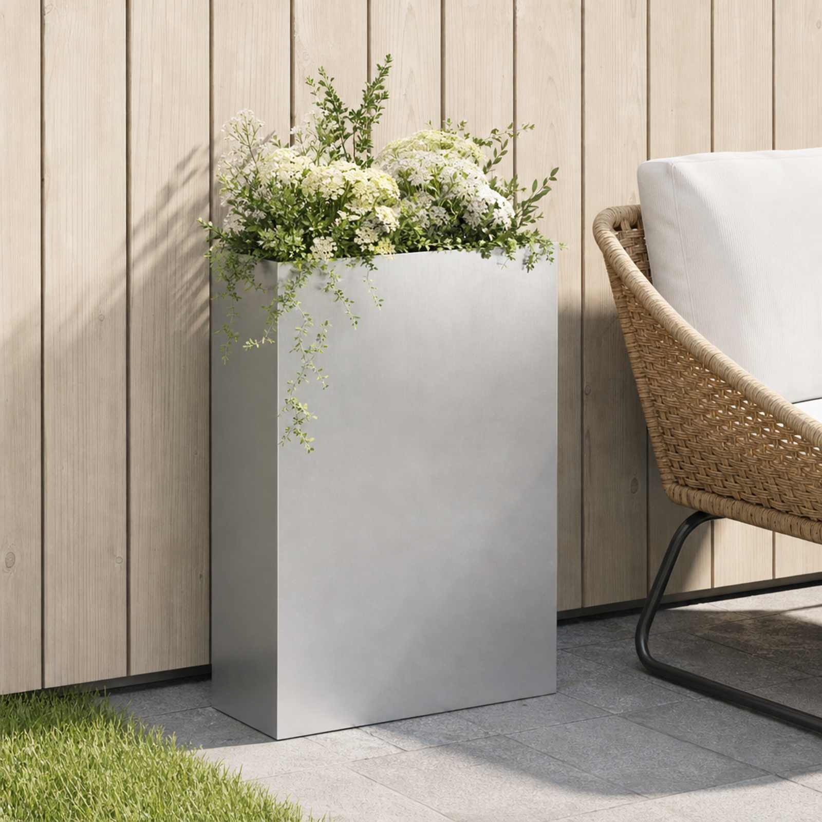 Garten-Pflanzgefäß Silber 40 x 20 x 75 cm Edelstahl