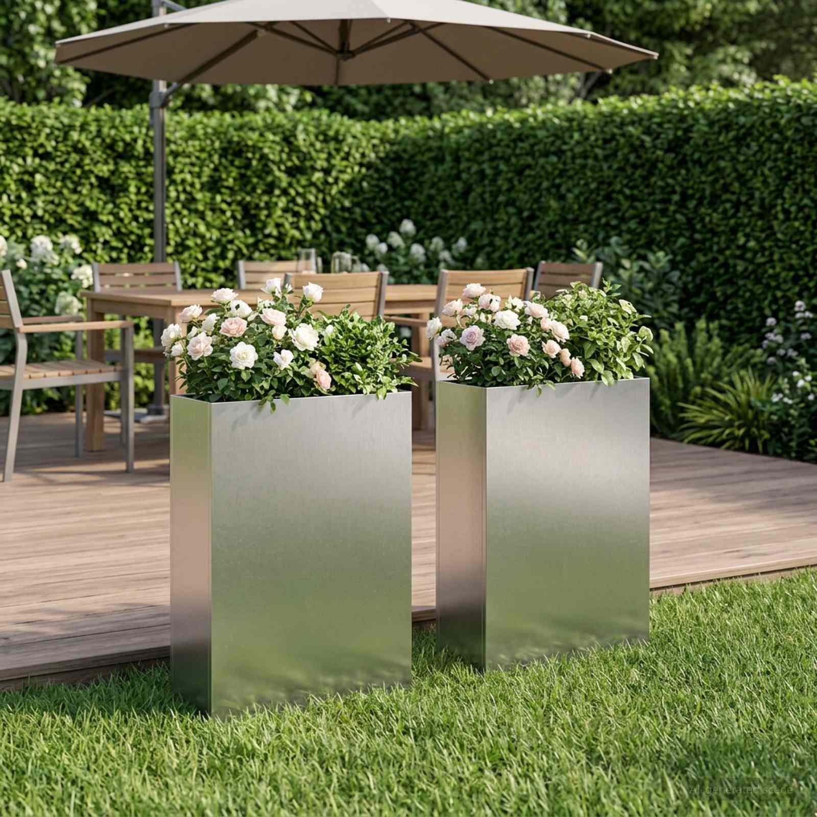 Garten-Pflanzgefäß 2 stk. Silber 40 x 20 x 75 cm Edelstahl