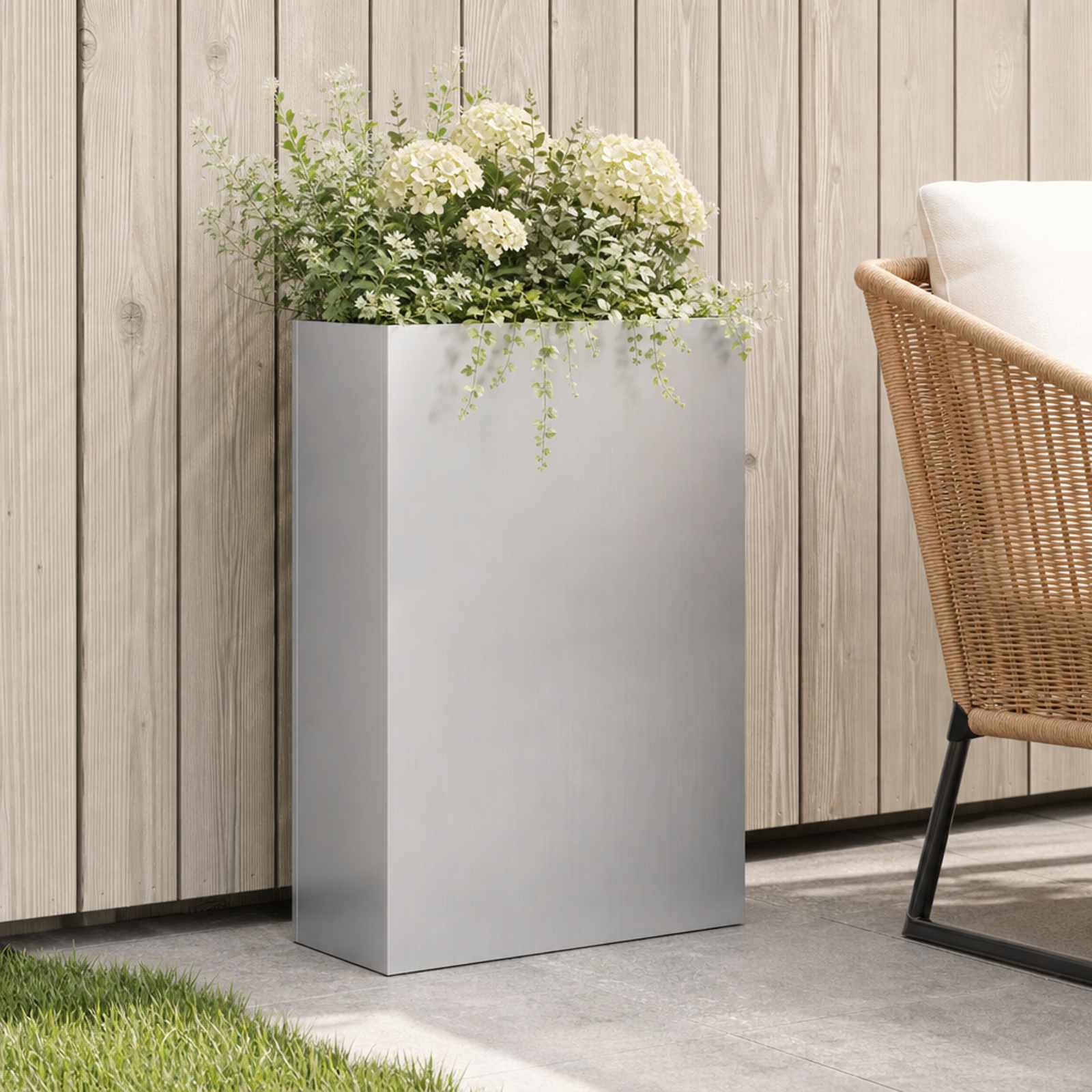 Garten-Pflanzgefäß Silber 40 x 20 x 75 cm Verzinkter Stahl
