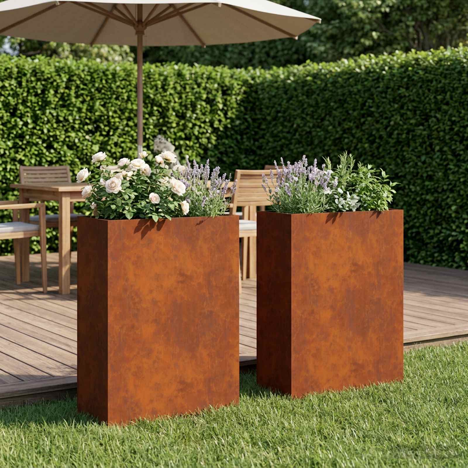 Garten-Pflanzgefäß 2 stk. Rostoptik 40 x 20 x 75 cm