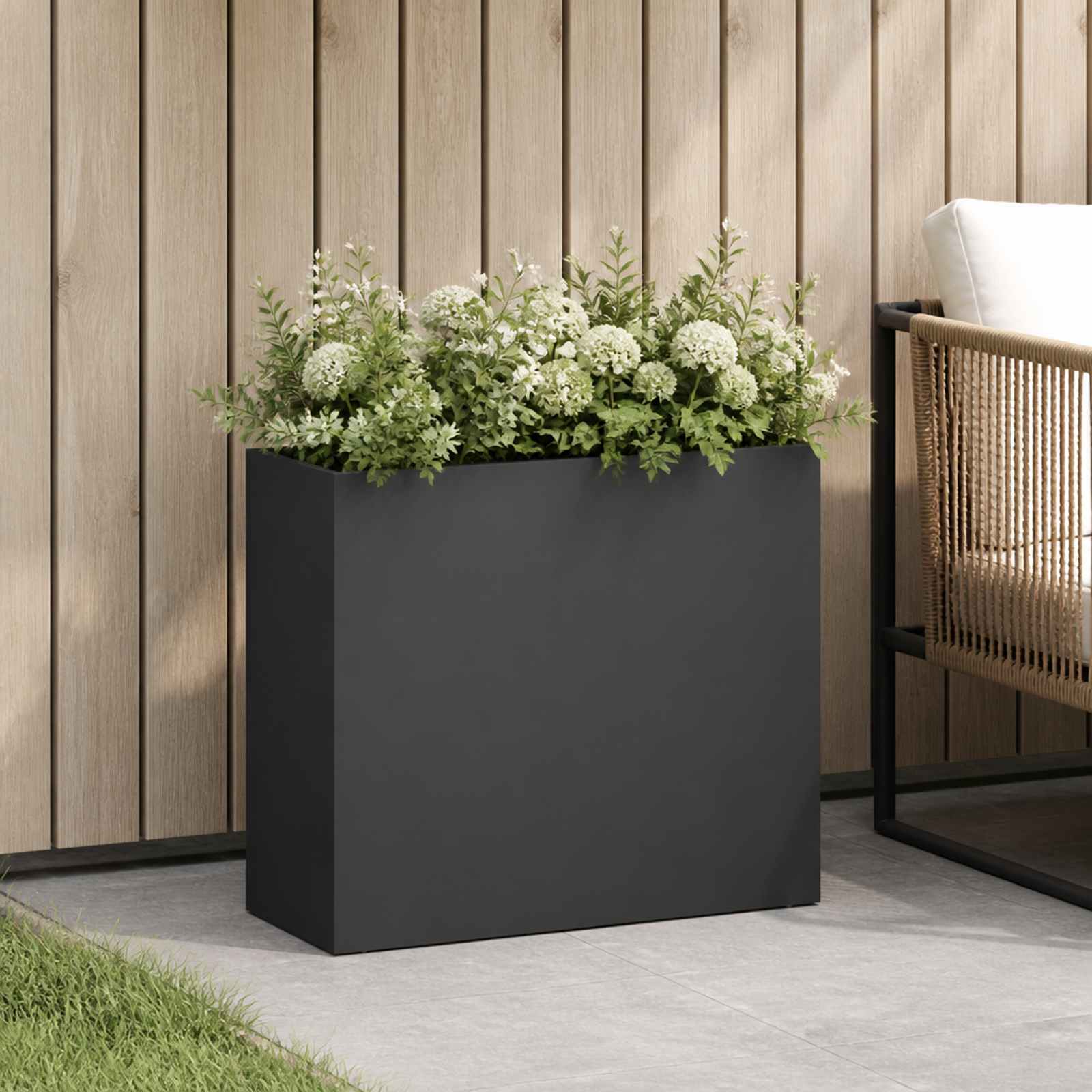 Garten-Pflanzgefäß Schwarz 50 x 20 x 40 cm Kaltgewalzter Stahl