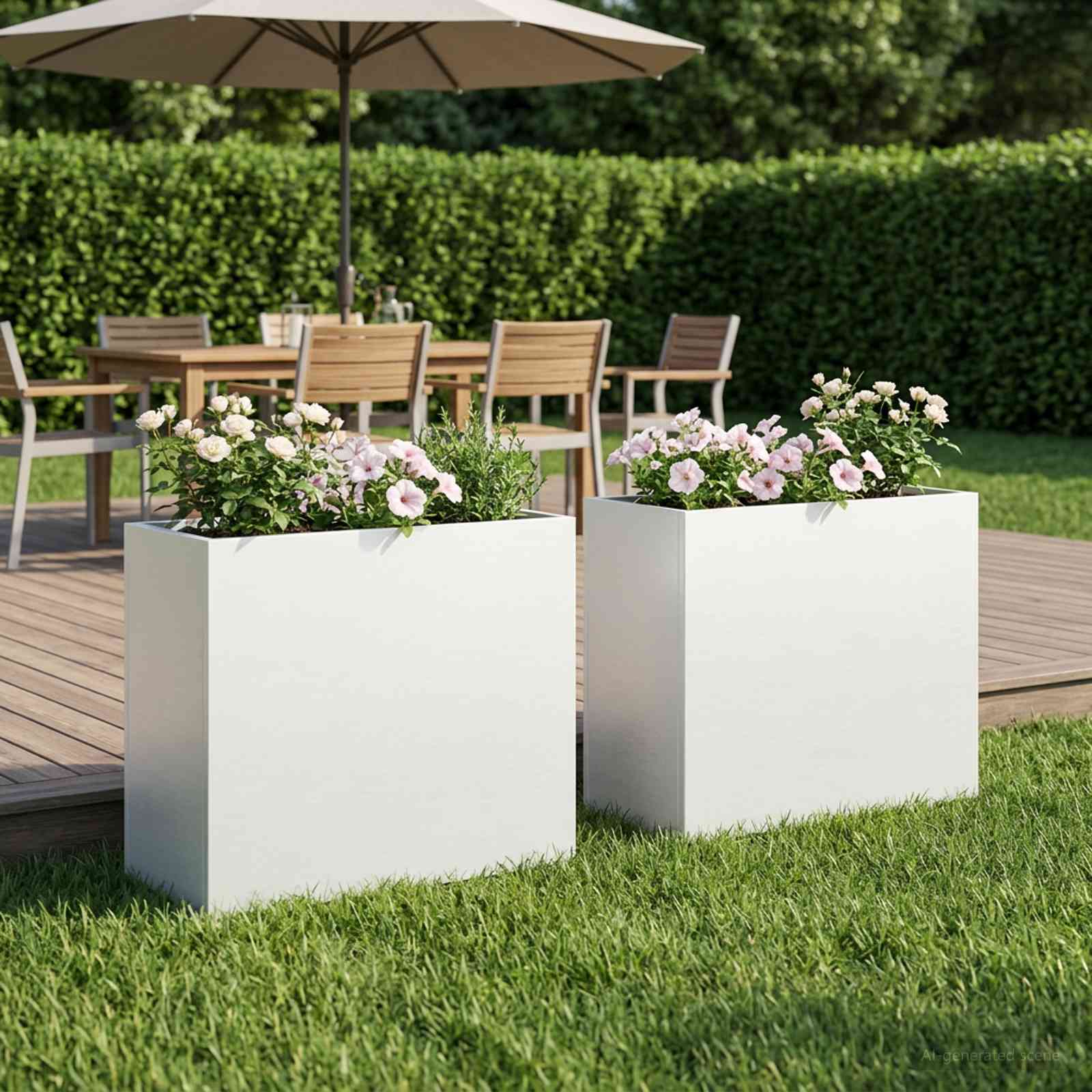 Garten-Pflanzgefäß 2 stk. Weiß 50 x 20 x 40 cm