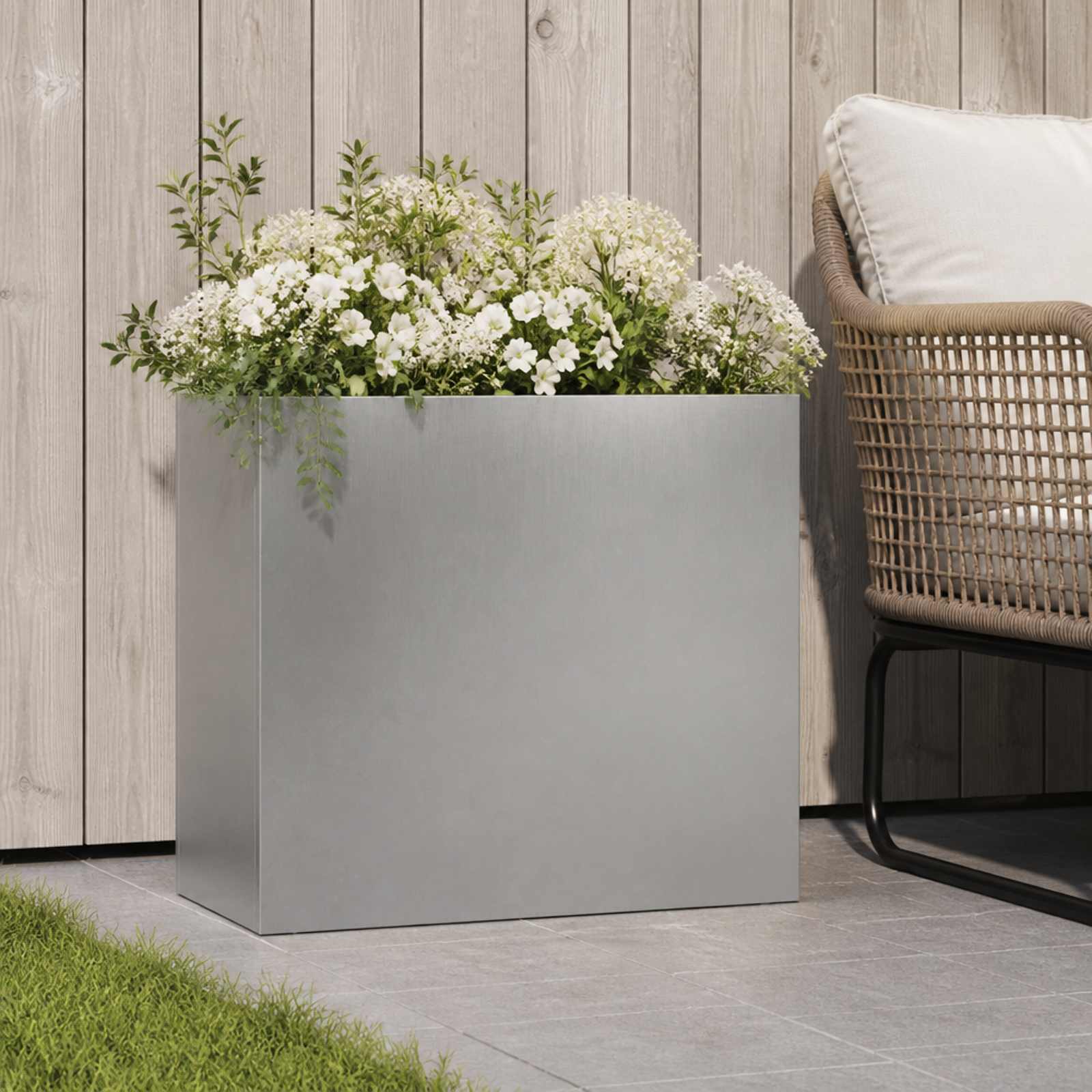 Garten-Pflanzgefäß Silber 50 x 20 x 40 cm Edelstahl
