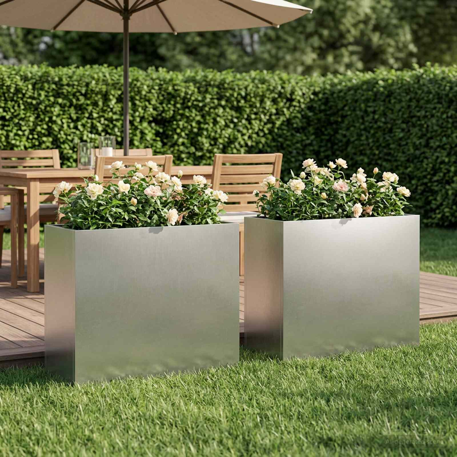 Garten-Pflanzgefäß 2 stk. Silber 50 x 20 x 40 cm Edelstahl