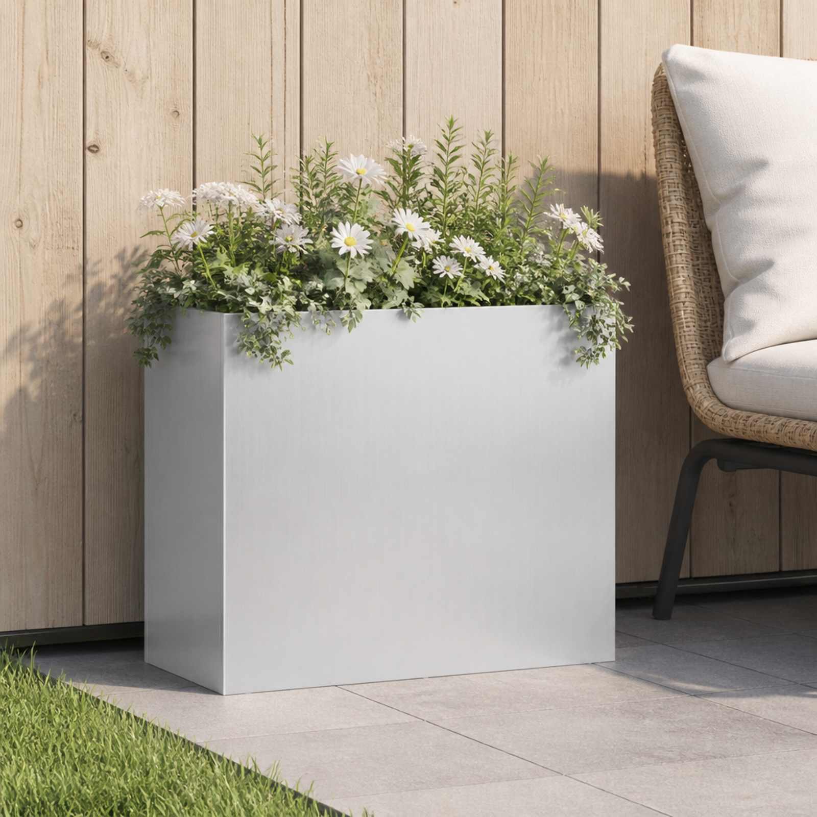 Garten-Pflanzgefäß Silber 50 x 20 x 40 cm Verzinkter Stahl
