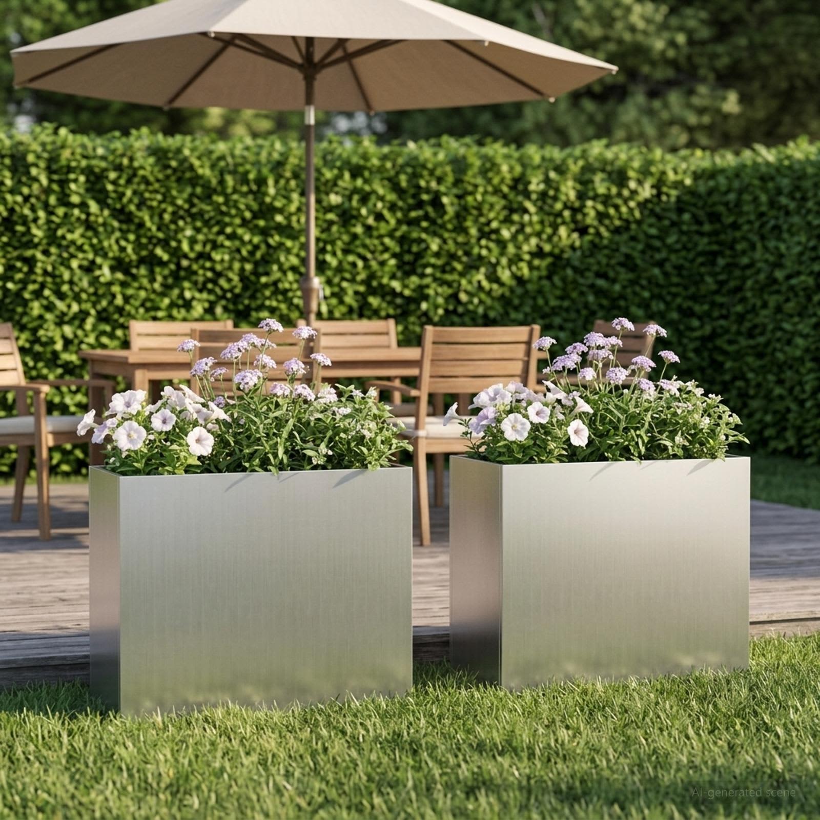 Garten-Pflanzgefäß 2 stk. Silber 50 x 20 x 40 cm