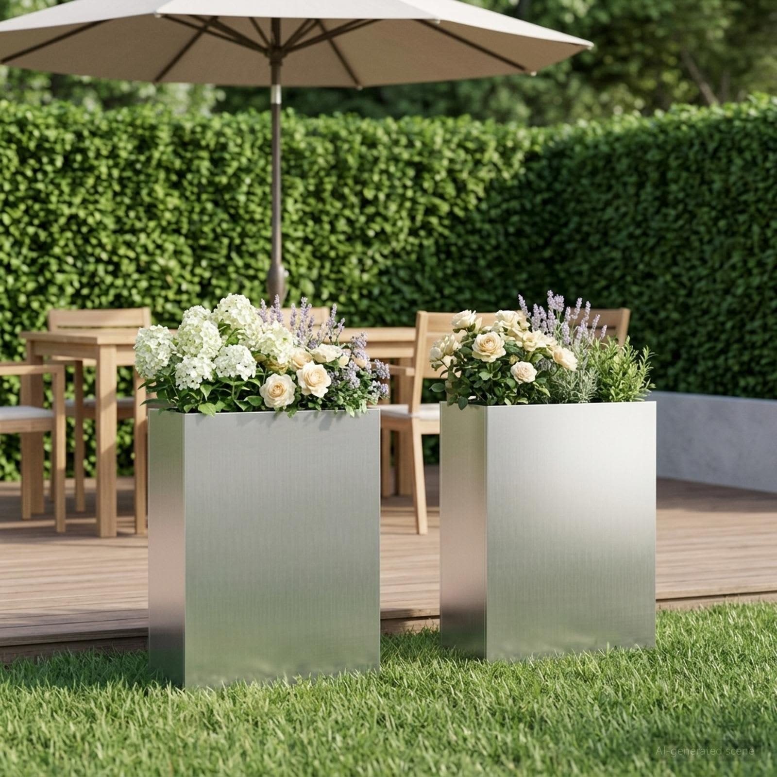 Garten-Pflanzgefäß 2 stk. Silber 50 x 20 x 75 cm