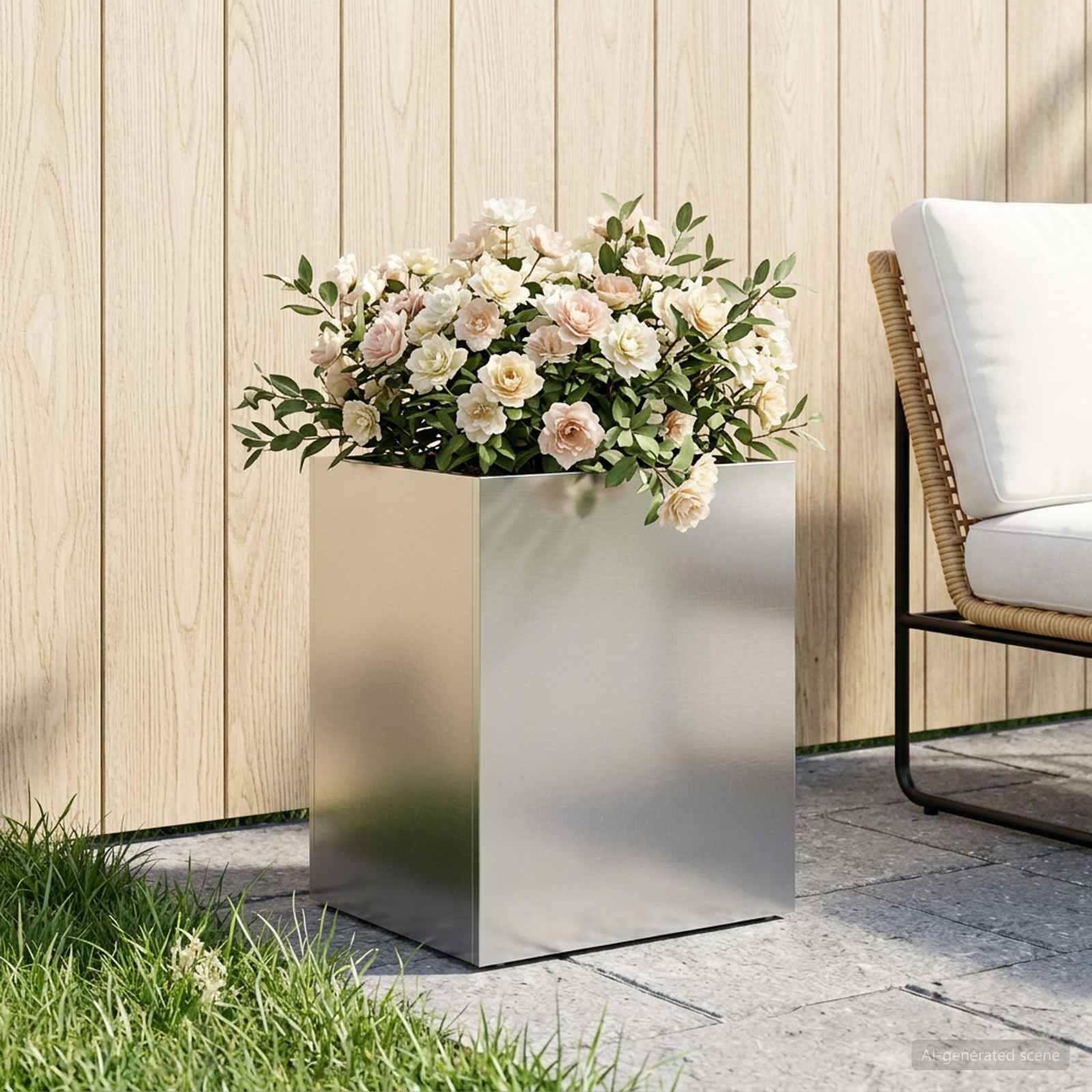 Garten-Pflanzgefäß Silber 40 x 30 x 40 cm Edelstahl