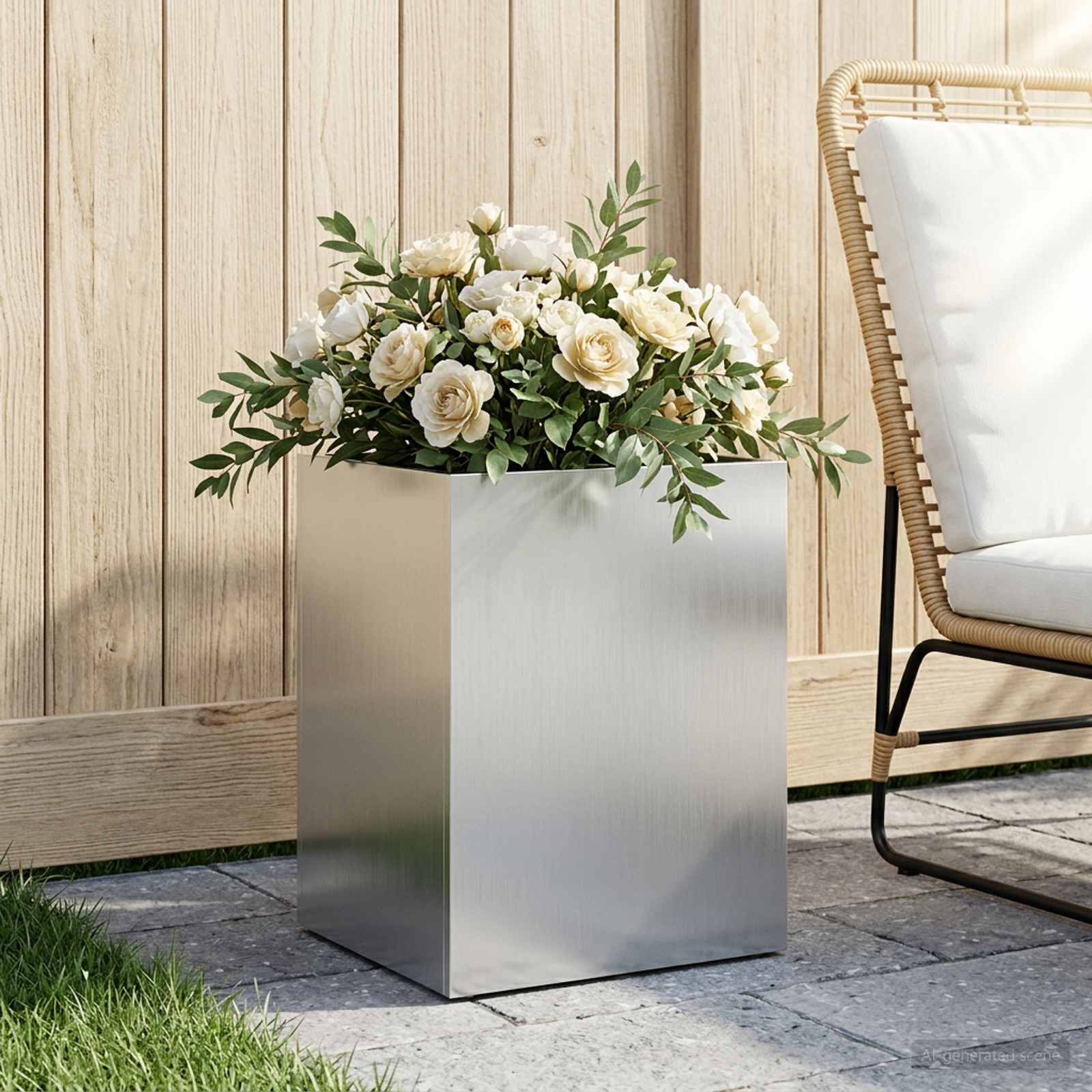 Garten-Pflanzgefäß Silber 40 x 30 x 40 cm Verzinkter Stahl