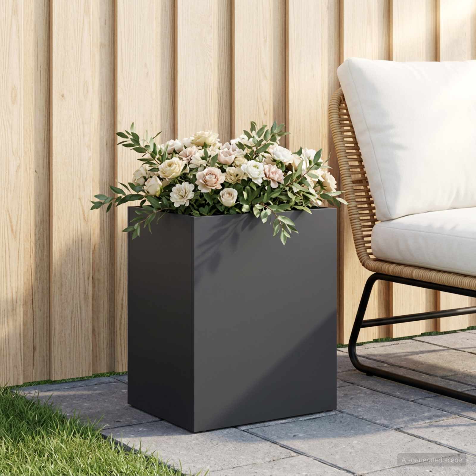 Garten-Pflanzgefäß Schwarz 40 x 30 x 50 cm Kaltgewalzter Stahl