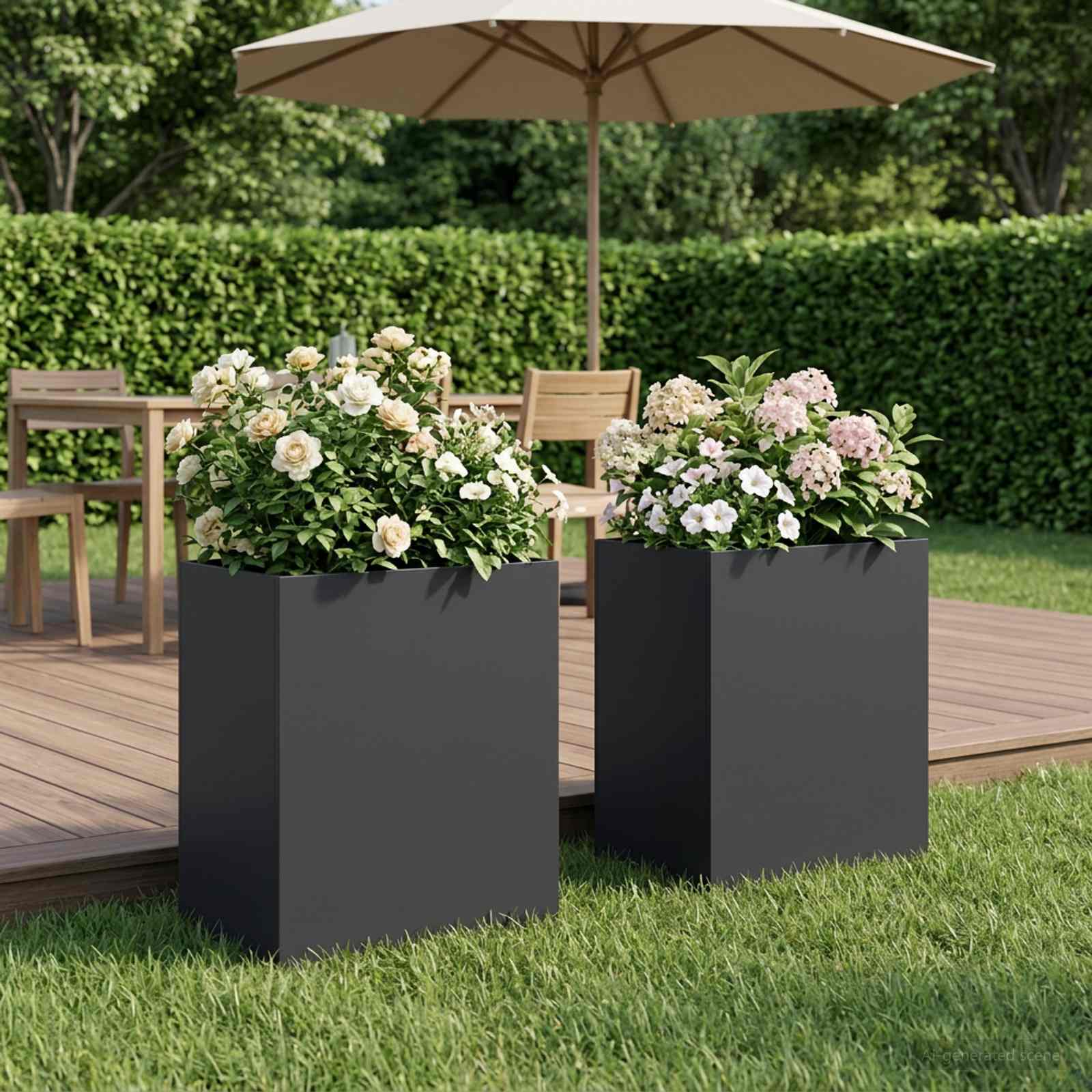 Garten-Pflanzgefäß 2 stk. Schwarz 40 x 30 x 50 cm