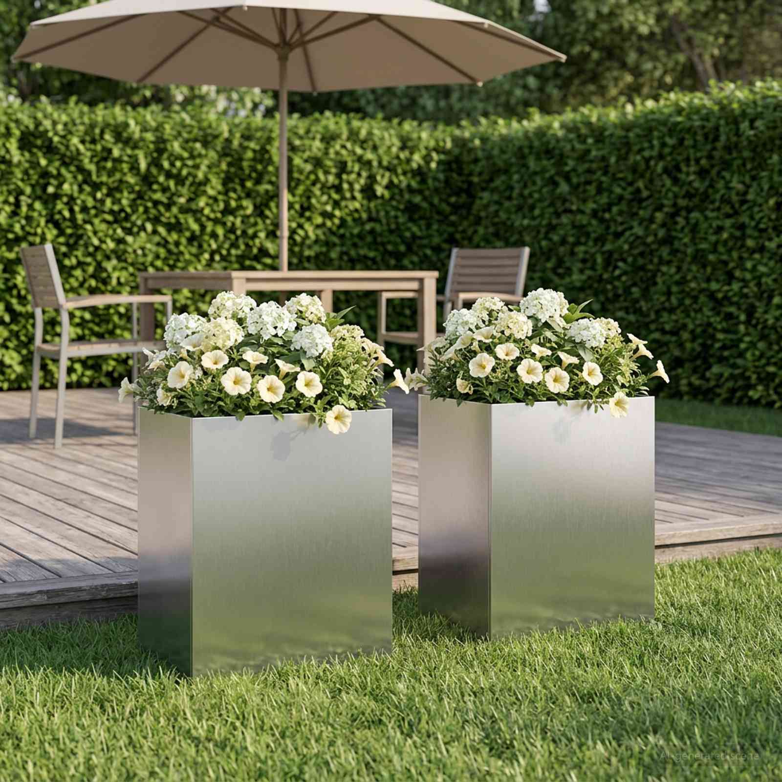 Garten-Pflanzgefäß 2 stk. Silber 40 x 30 x 50 cm Edelstahl