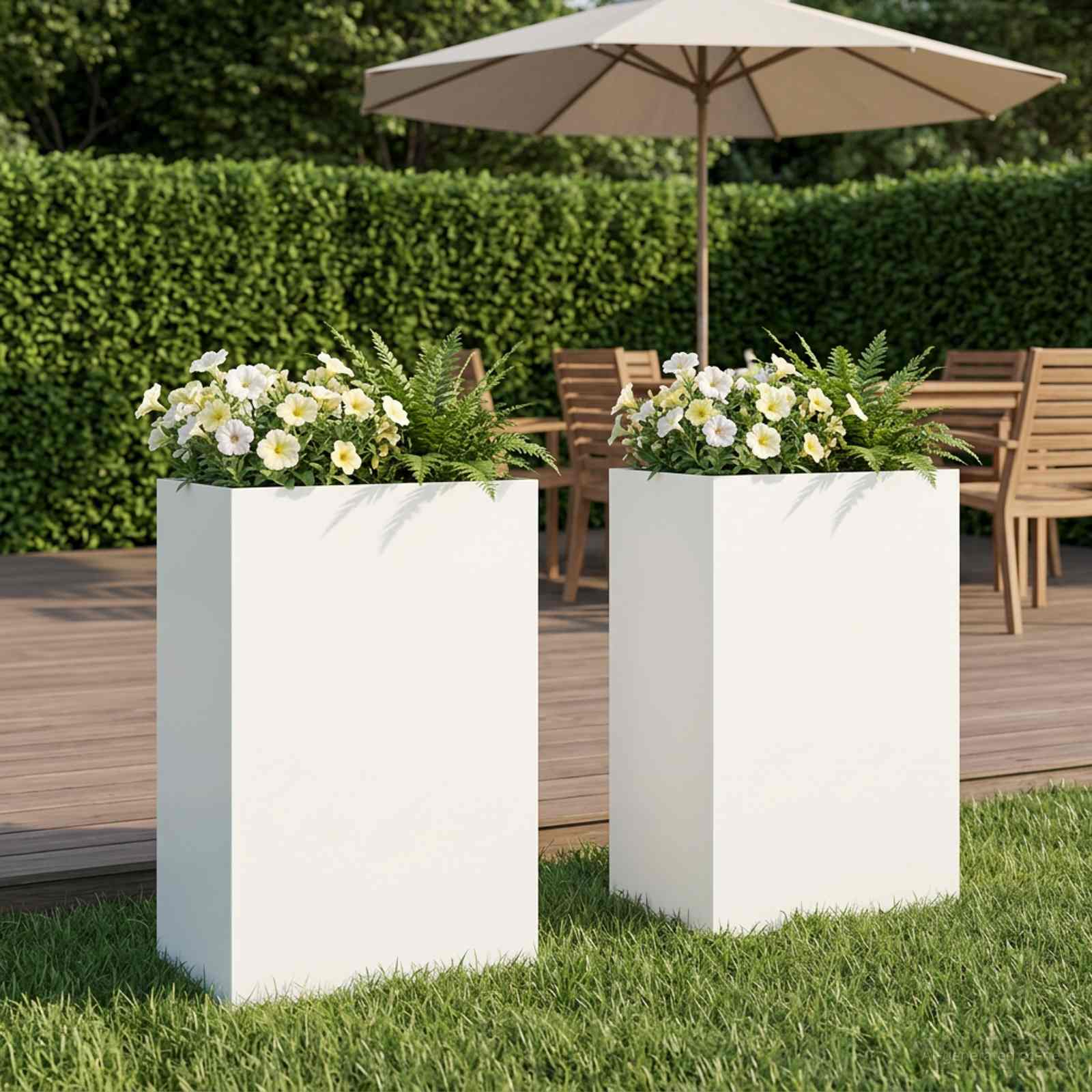 Garten-Pflanzgefäß 2 stk. Weiß 40 x 30 x 75 cm