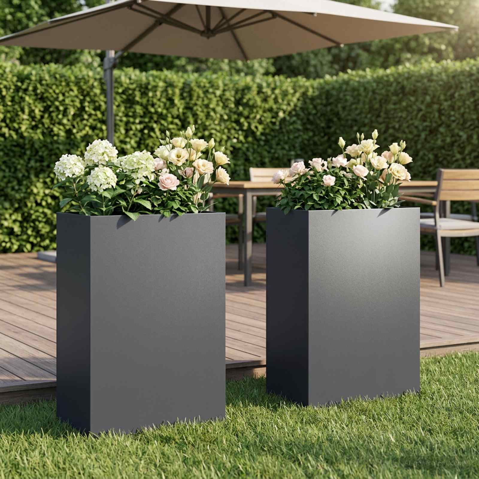 Garten-Pflanzgefäß 2 stk. Anthrazit 40 x 30 x 75 cm