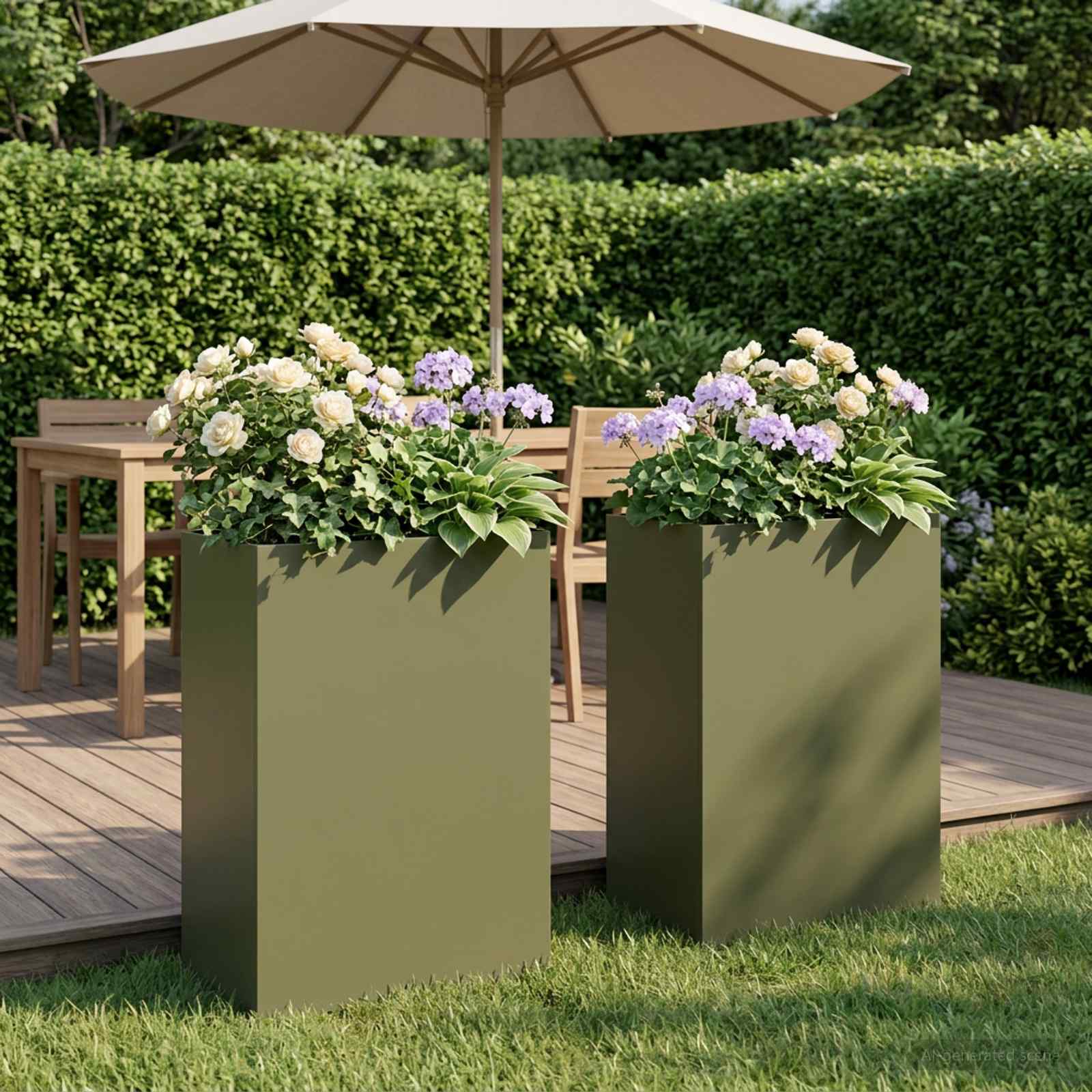 Garten-Pflanzgefäß 2 stk. Olivgrün 40 x 30 x 75 cm