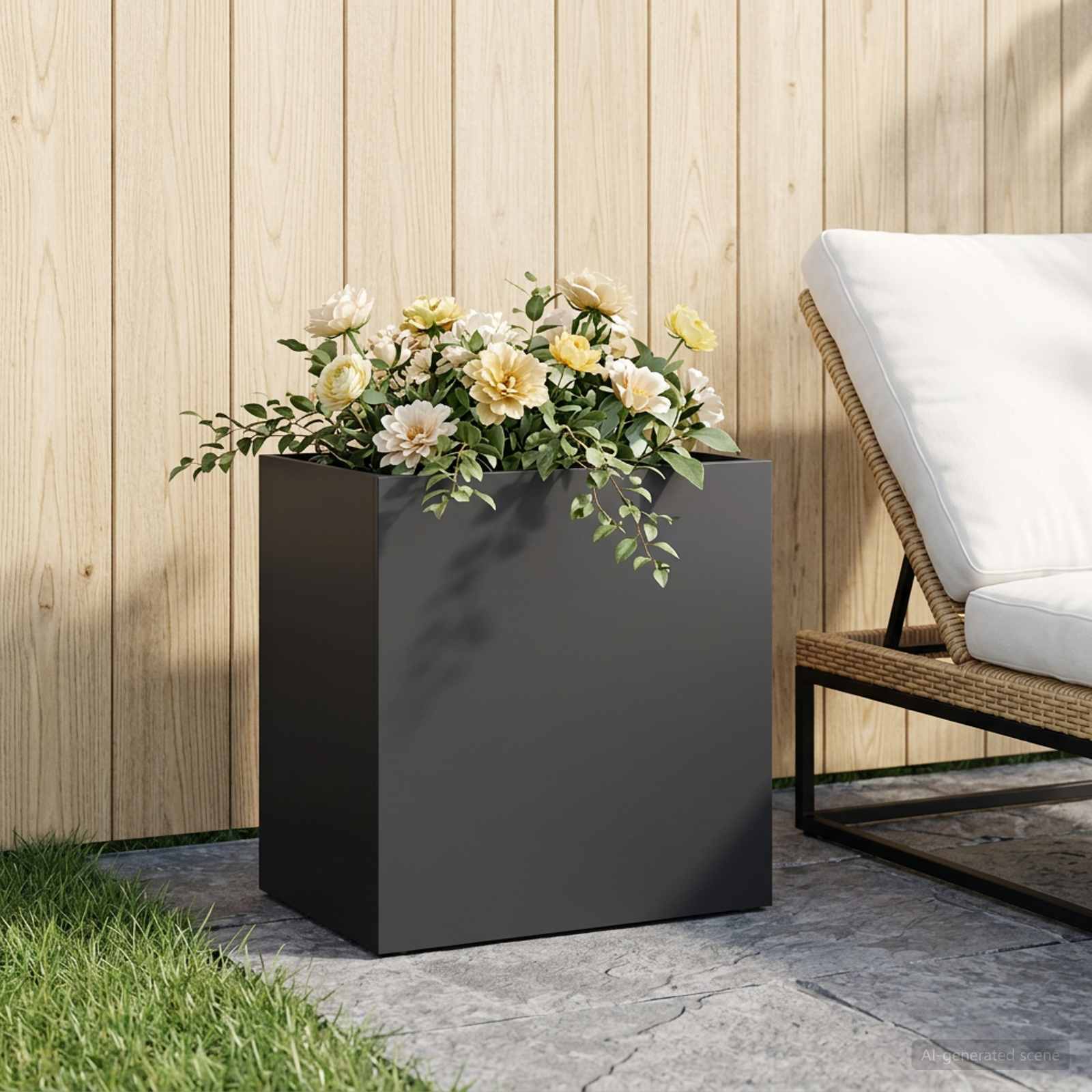 Garten-Pflanzgefäß Schwarz 50 x 30 x 40 cm Kaltgewalzter Stahl
