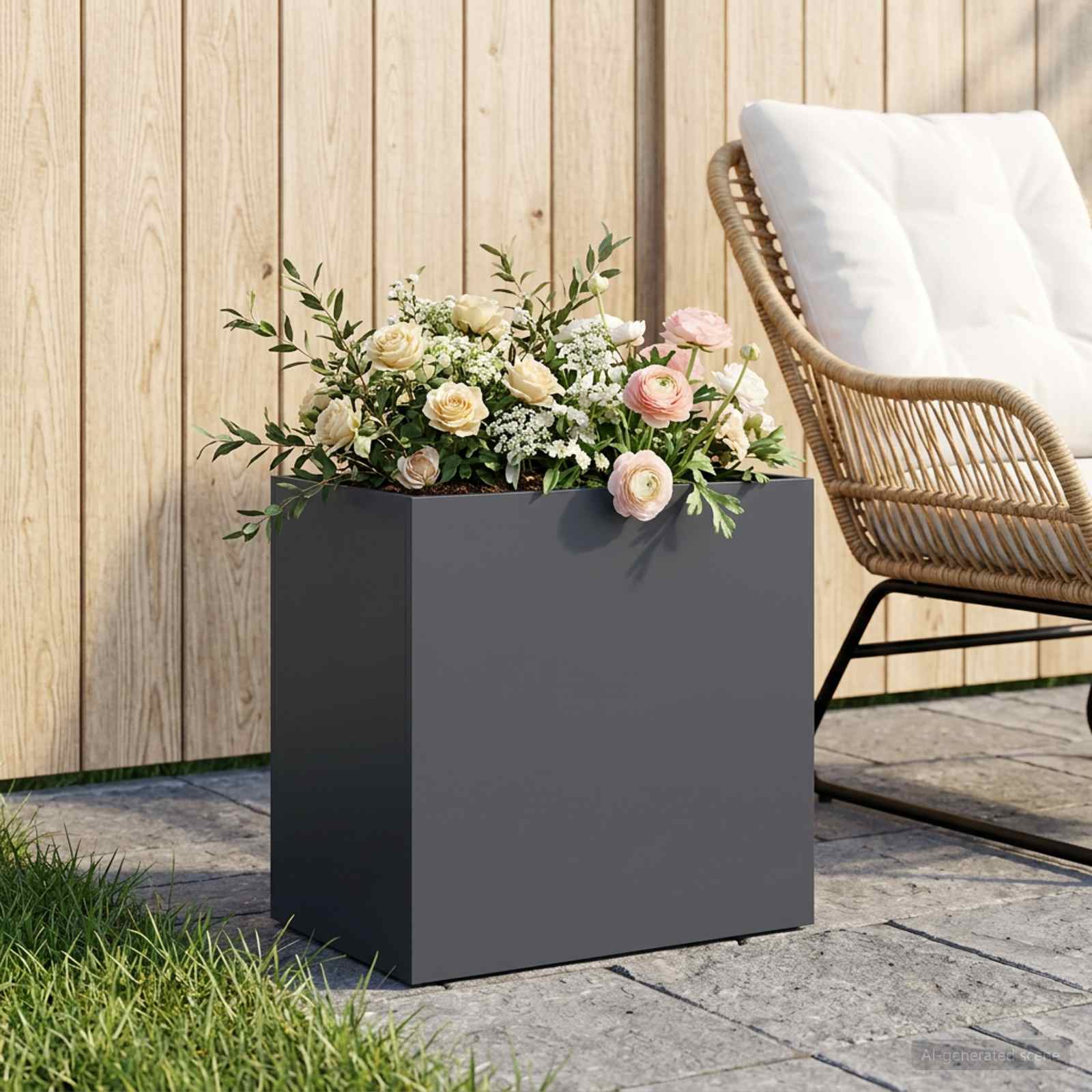 Garten-Pflanzgefäß Anthrazit 50 x 30 x 40 cm