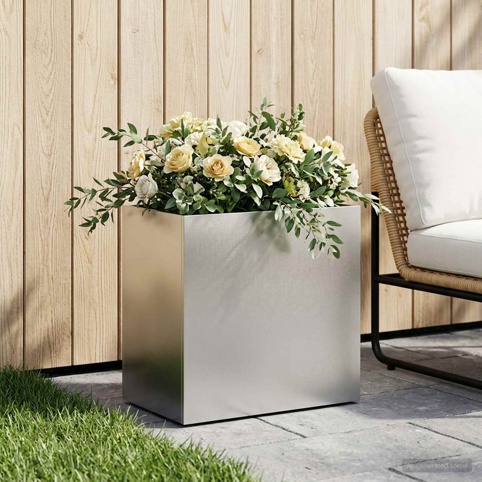 Garten-Pflanzgefäß Silber 50 x 30 x 40 cm Edelstahl
