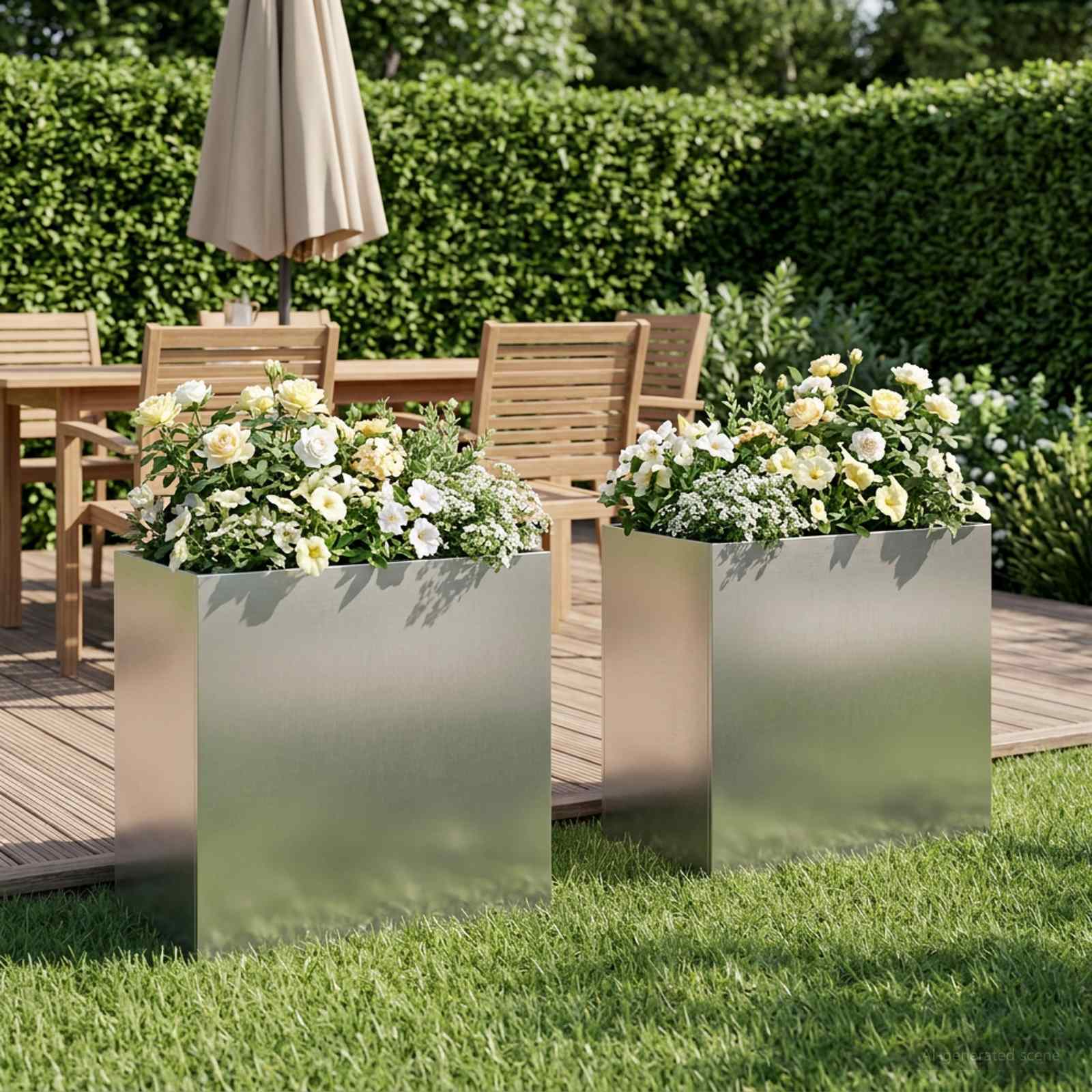 Garten-Pflanzgefäß 2 stk. Silber 50 x 30 x 40 cm Edelstahl