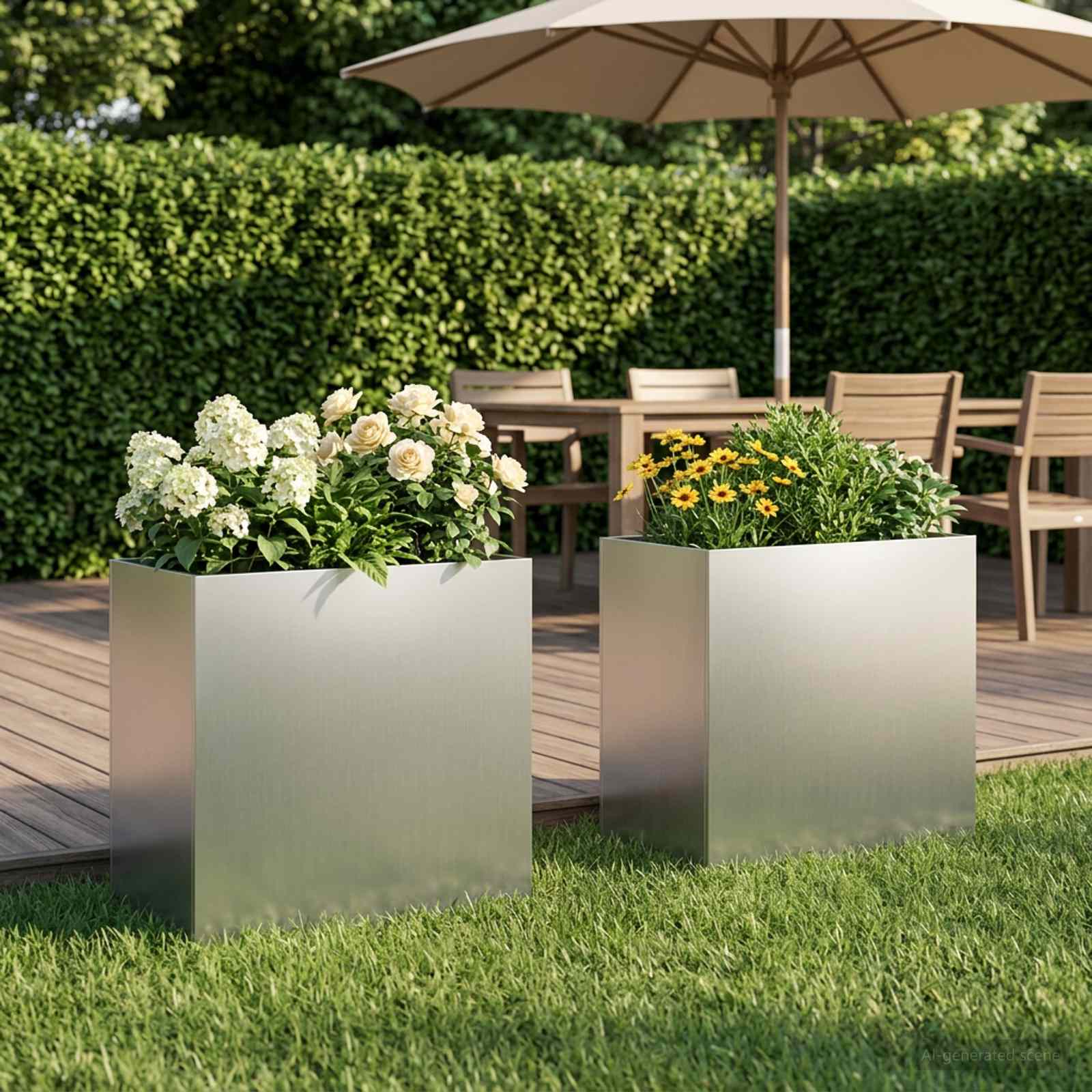 Garten-Pflanzgefäß 2 stk. Silber 50 x 30 x 40 cm