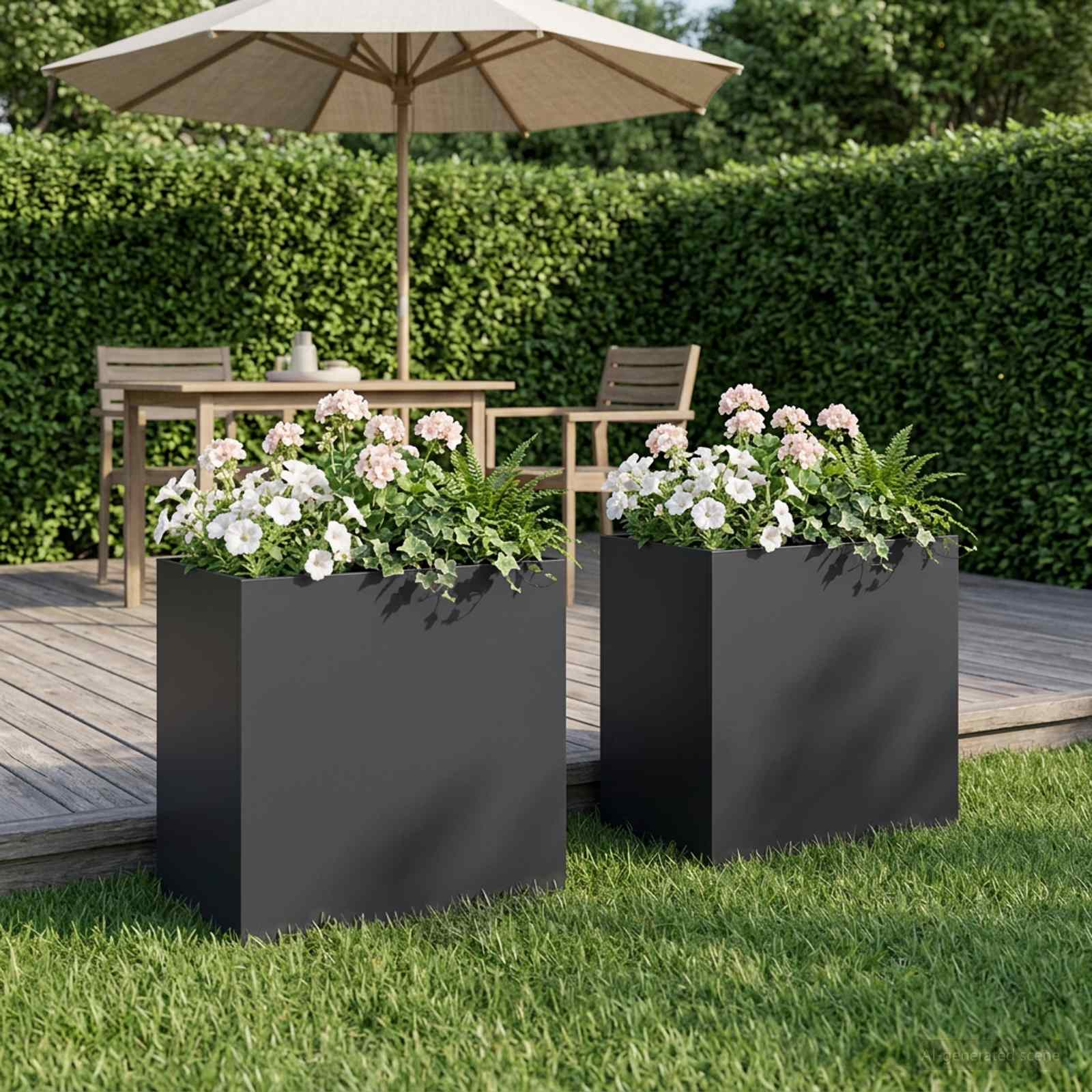 Garten-Pflanzgefäß 2 stk. Schwarz 50 x 30 x 50 cm