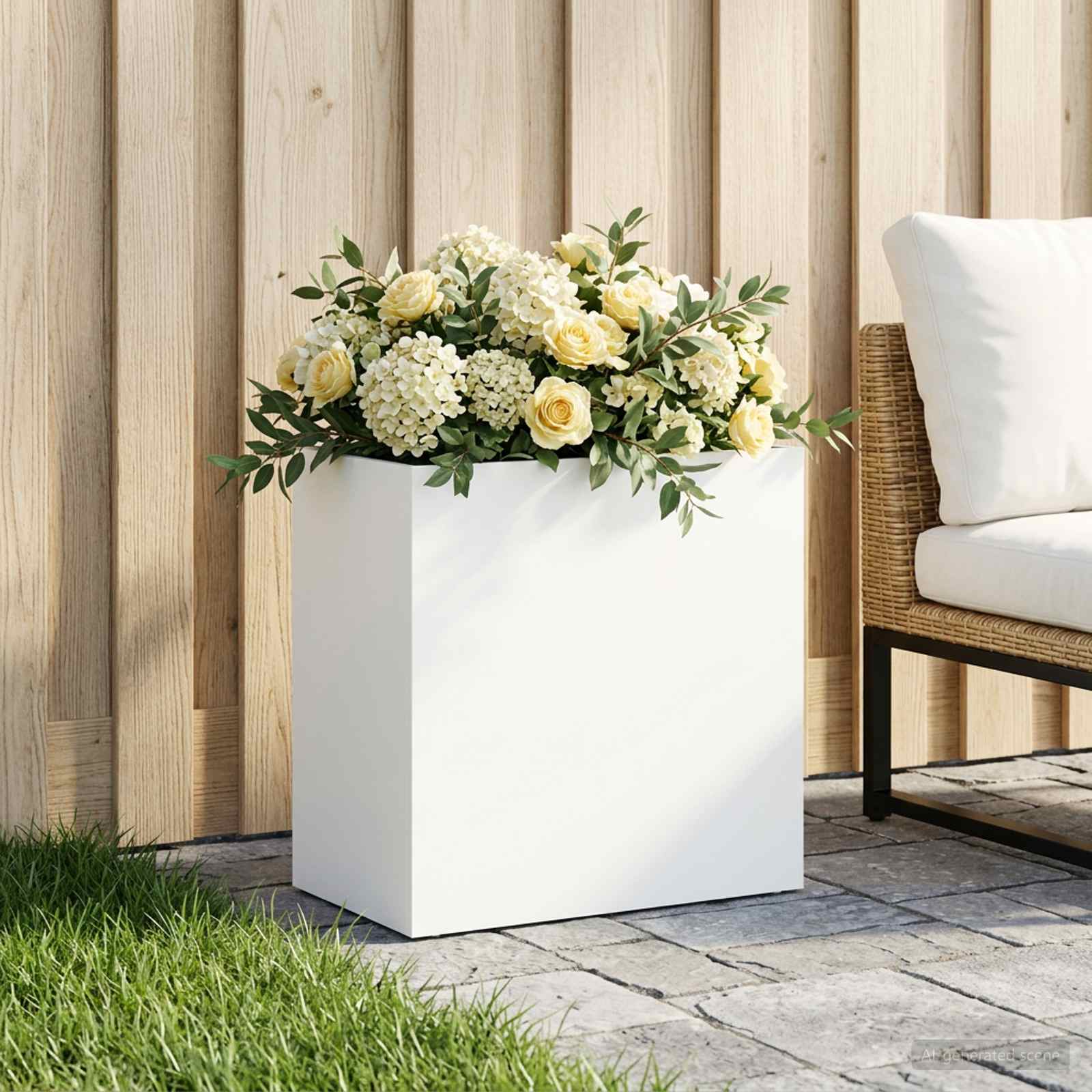 Garten-Pflanzgefäß Weiß 50 x 30 x 50 cm Kaltgewalzter Stahl