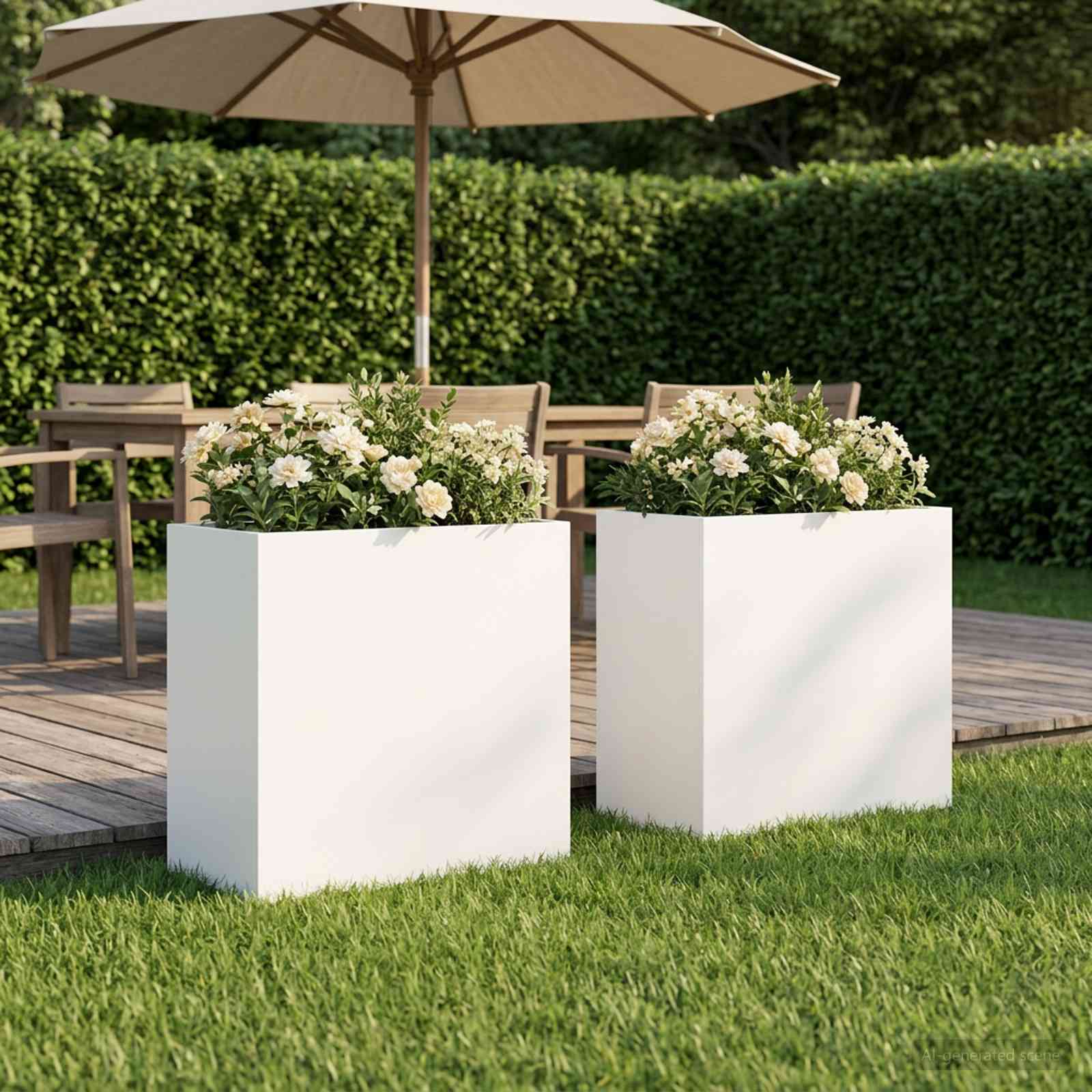 Garten-Pflanzgefäß 2 stk. Weiß 50 x 30 x 50 cm