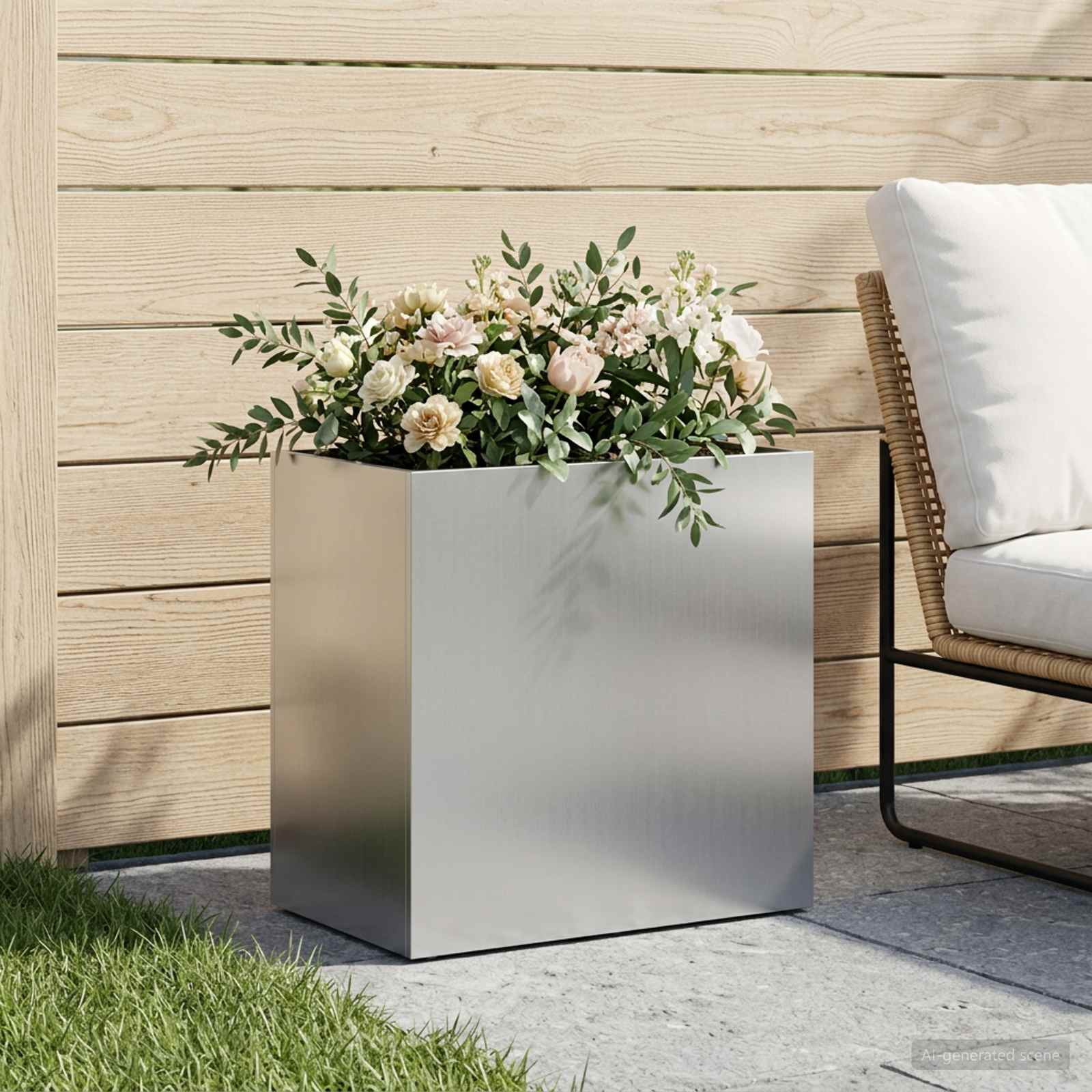 Garten-Pflanzgefäß Silber 50 x 30 x 50 cm Verzinkter Stahl