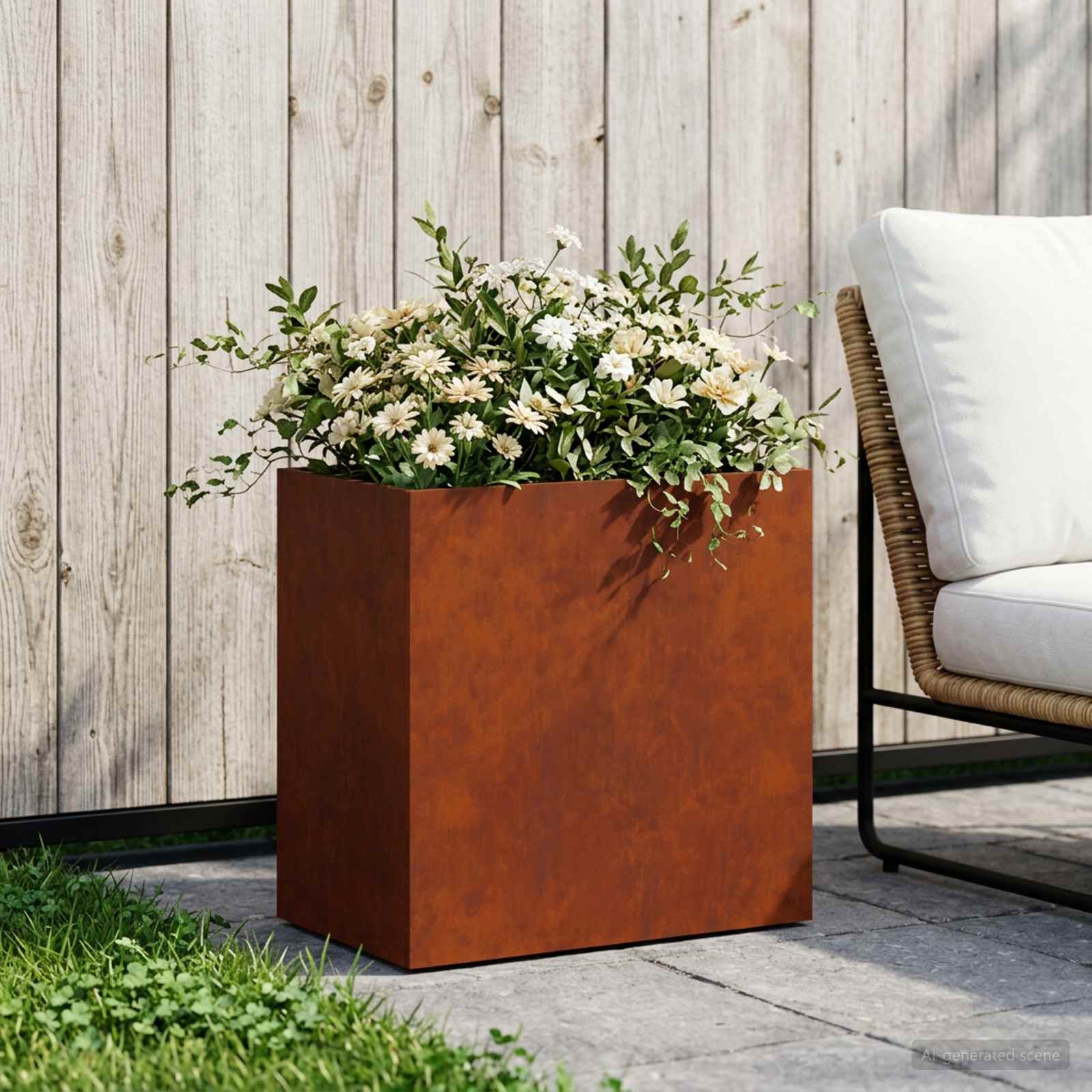 Garten-Pflanzgefäß Rostoptik 50 x 30 x 50 cm Wetterfeststahl