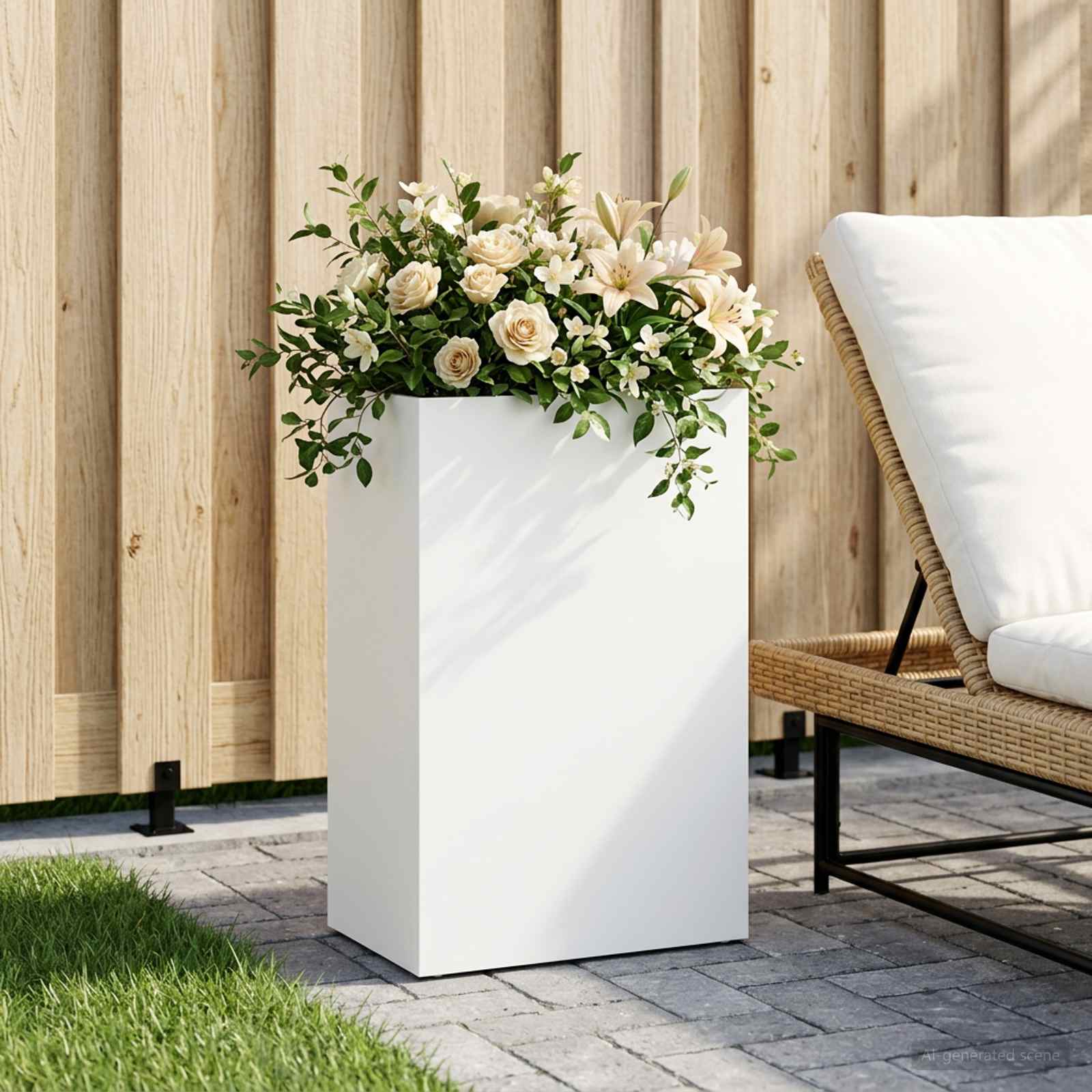 Garten-Pflanzgefäß Weiß 50 x 30 x 75 cm Kaltgewalzter Stahl