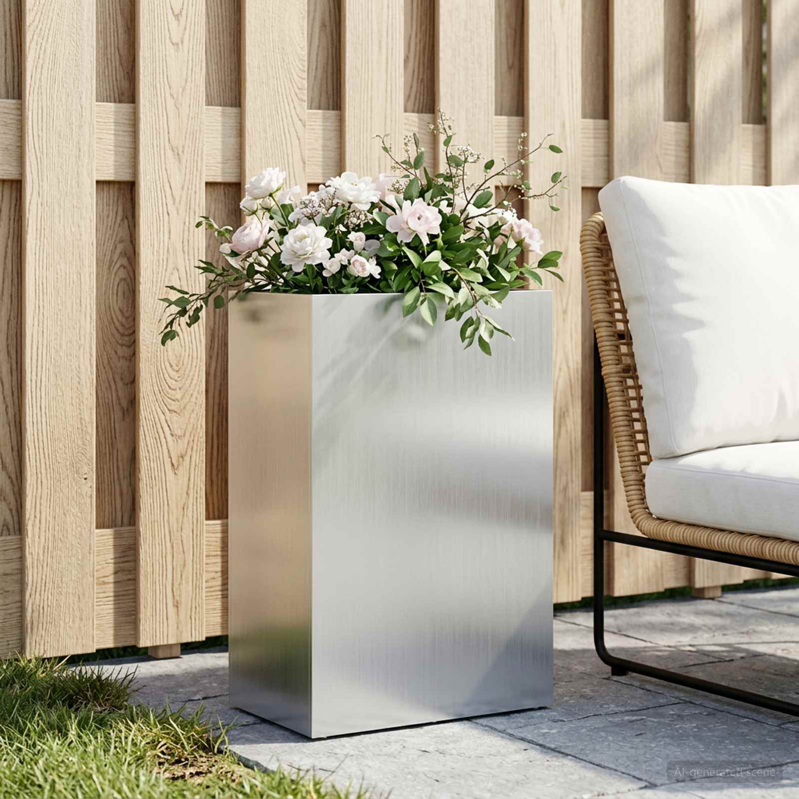Garten-Pflanzgefäß Silber 50 x 30 x 75 cm Verzinkter Stahl