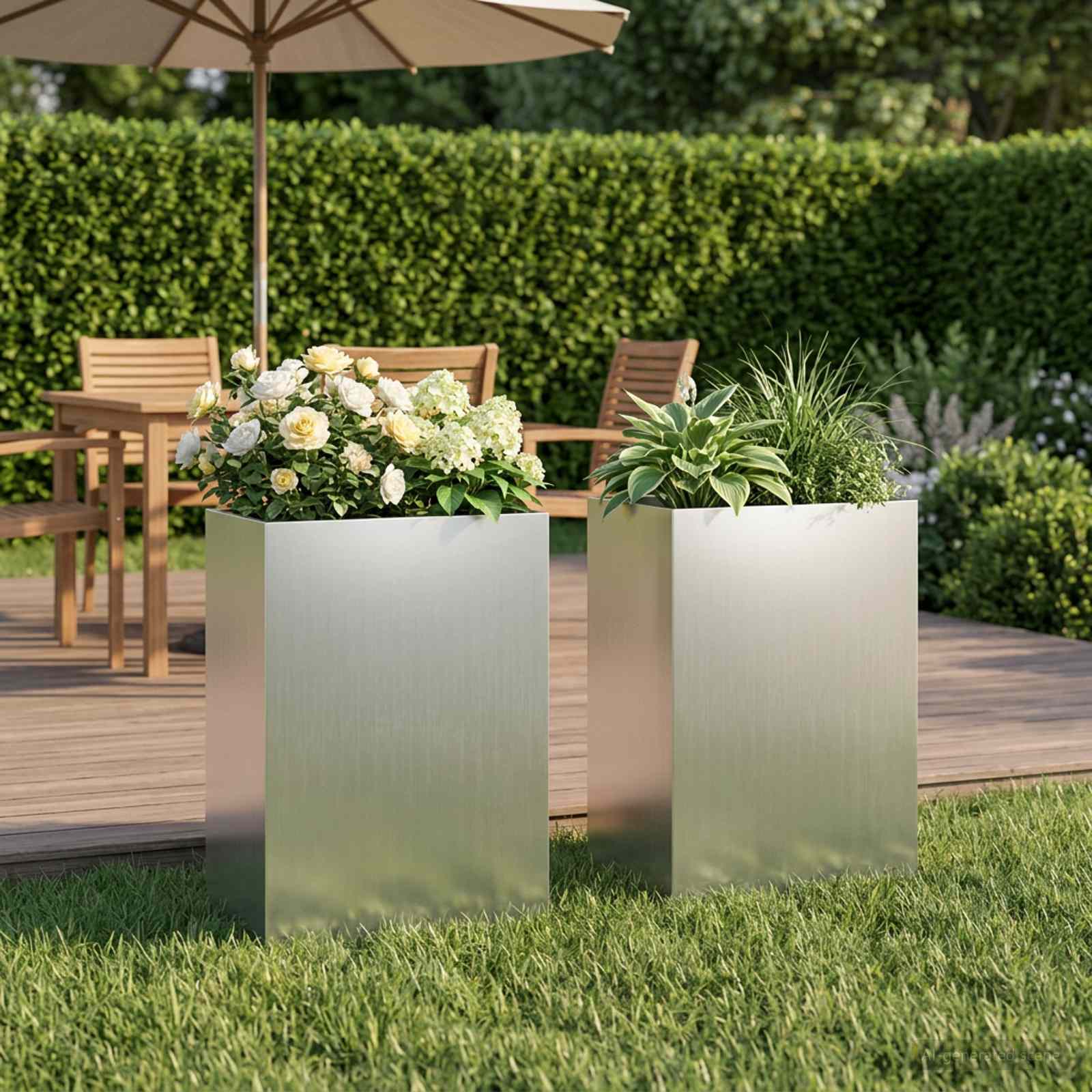 Garten-Pflanzgefäß 2 stk. Silber 50 x 30 x 75 cm