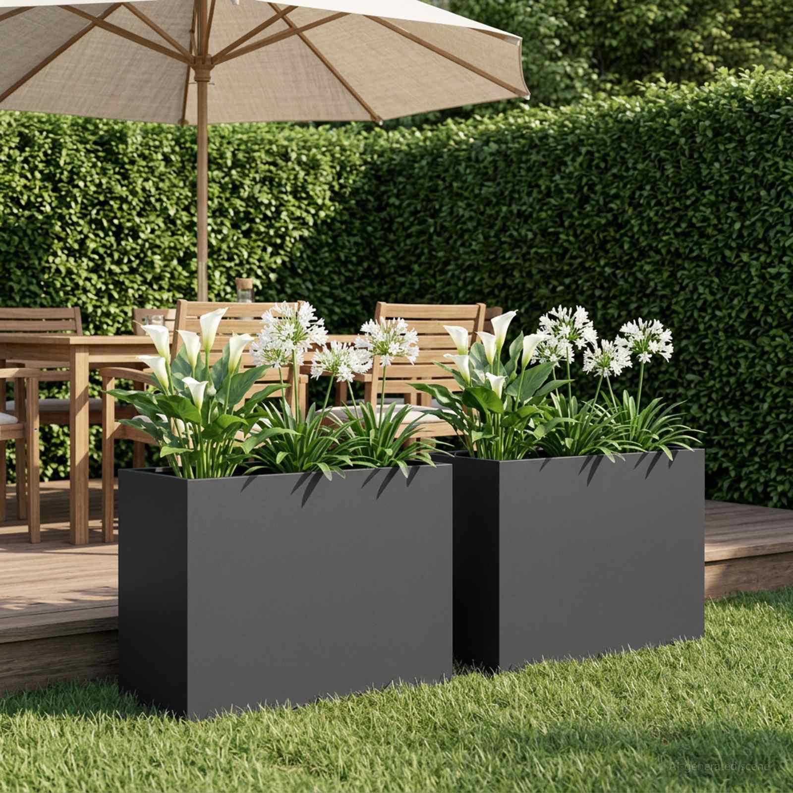 Garten-Pflanzgefäß 2 stk. Schwarz 60 x 30 x 40 cm