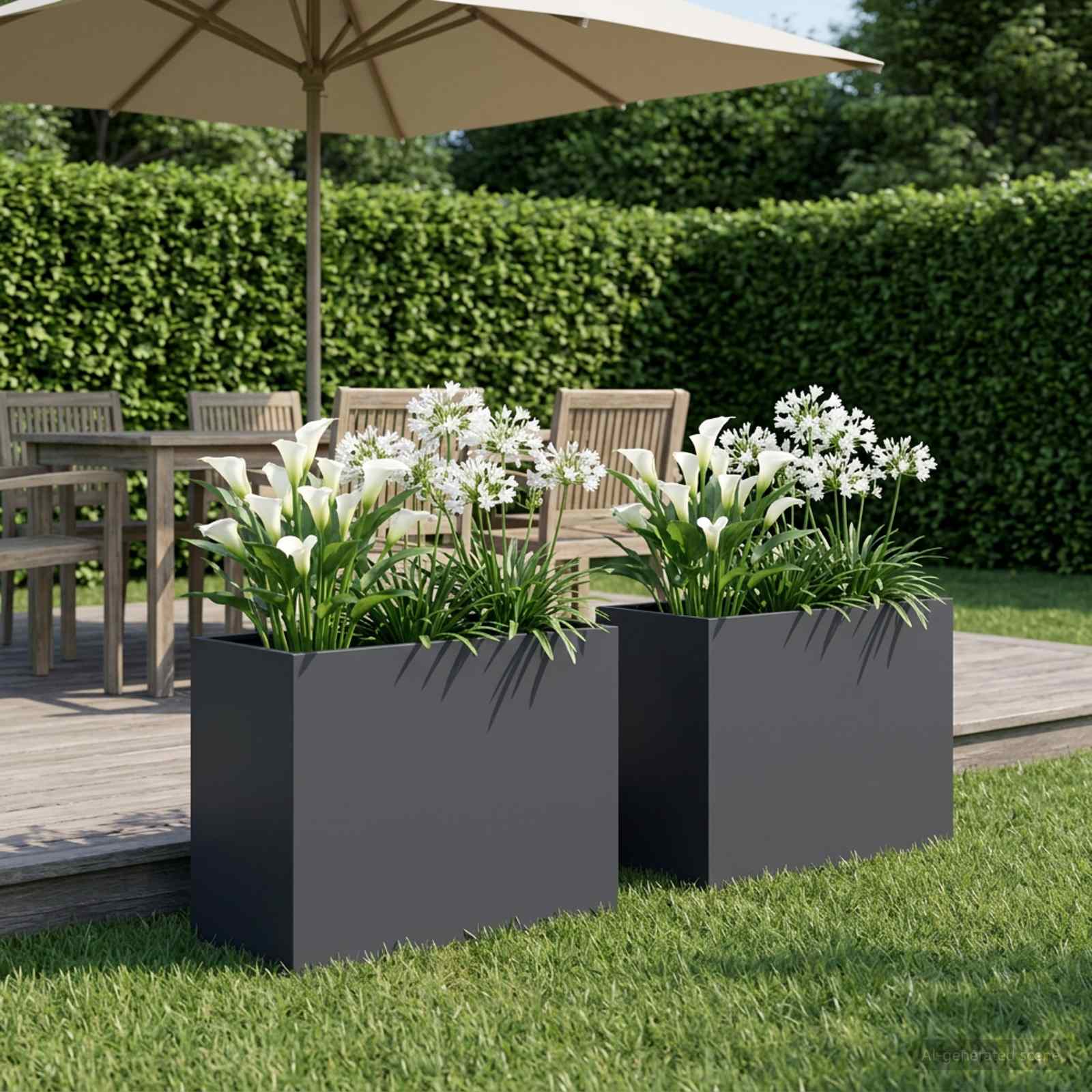 Garten-Pflanzgefäß 2 stk. Anthrazit 60 x 30 x 40 cm