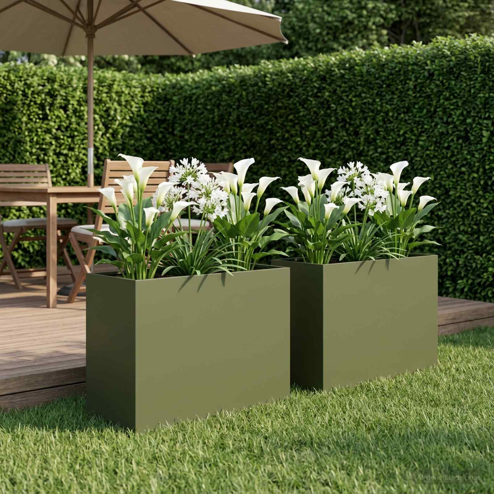 Garten-Pflanzgefäß 2 stk. Olivgrün 60 x 30 x 40 cm