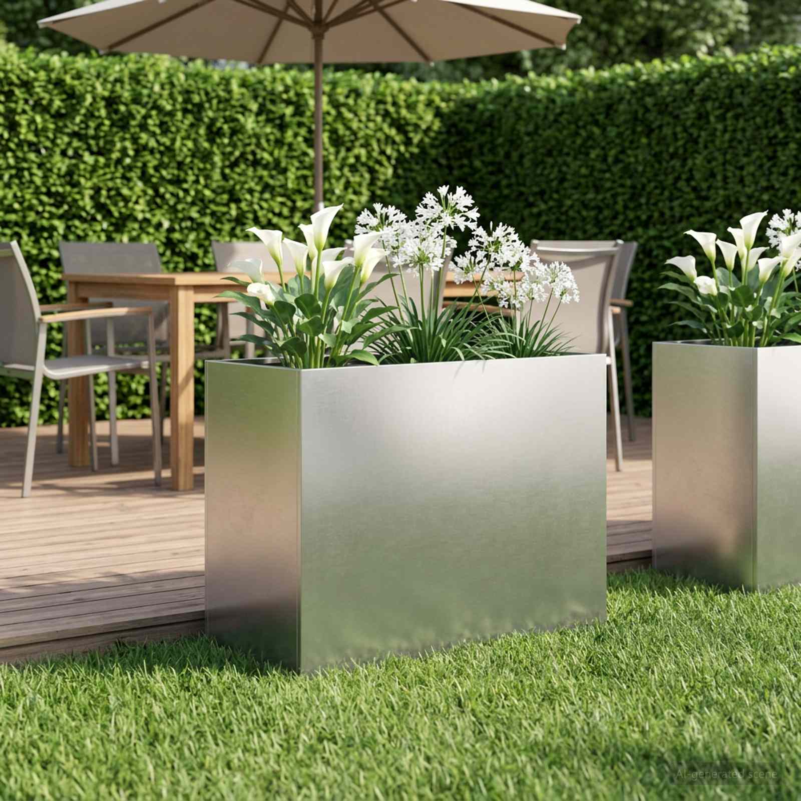 Garten-Pflanzgefäß Silber 60 x 30 x 40 cm Edelstahl
