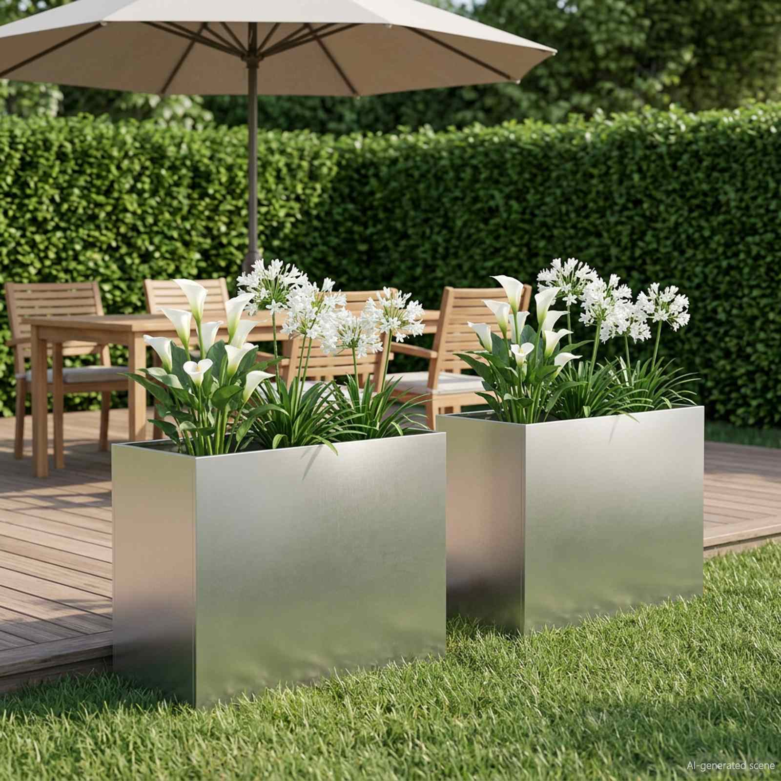 Garten-Pflanzgefäß 2 stk. Silber 60 x 30 x 40 cm Edelstahl