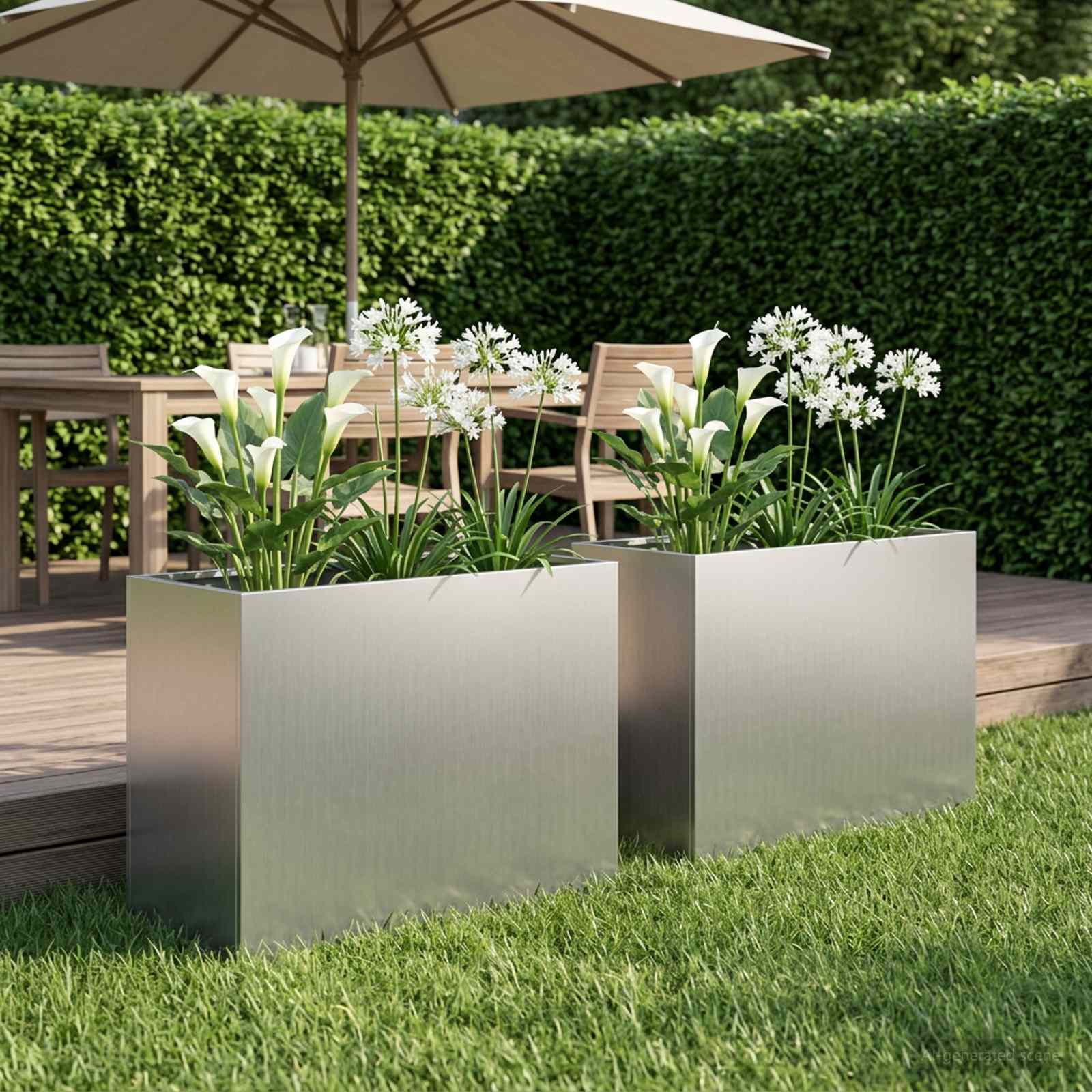 Garten-Pflanzgefäß 2 stk. Silber 60 x 30 x 40 cm