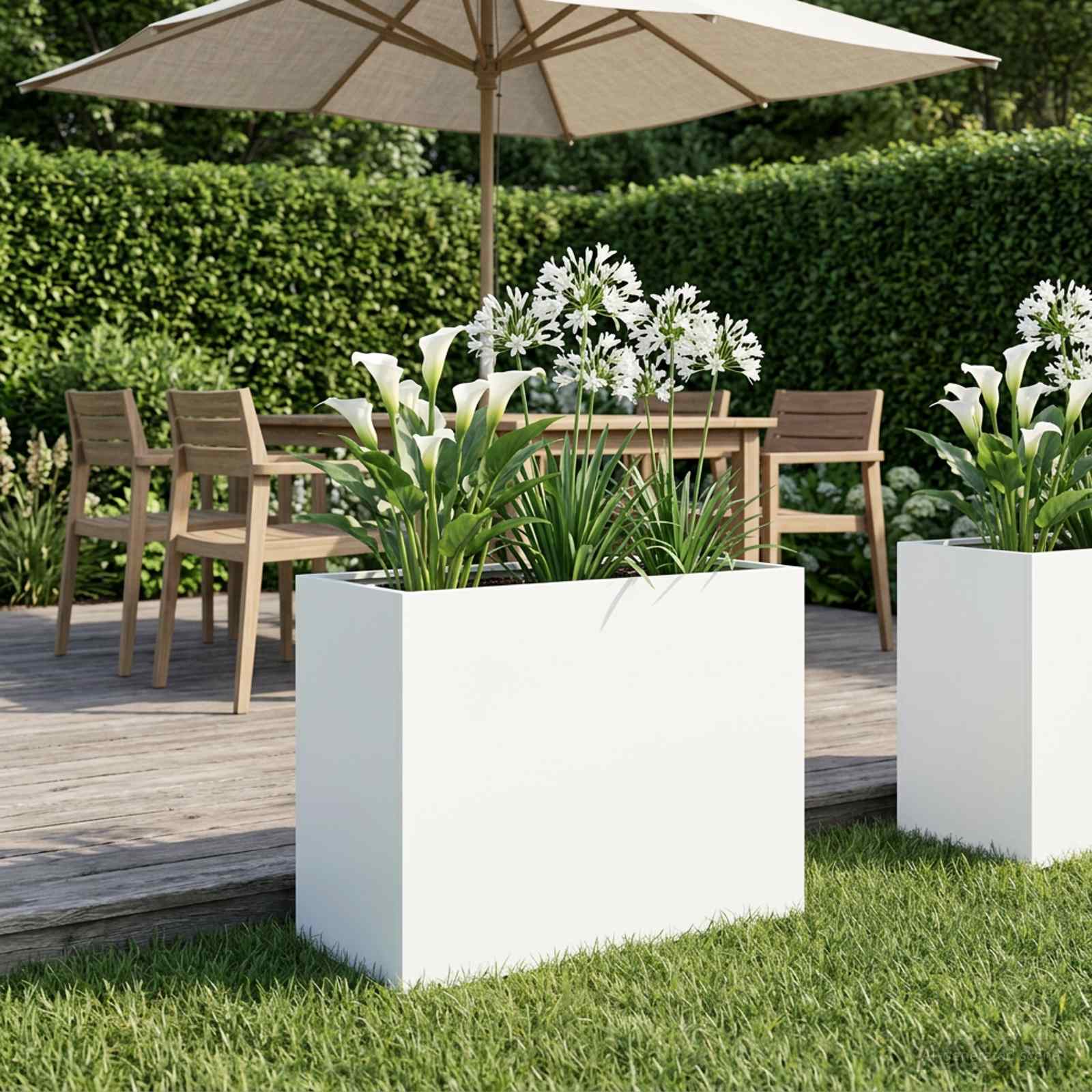 Garten-Pflanzgefäß Weiß 60 x 30 x 50 cm Kaltgewalzter Stahl