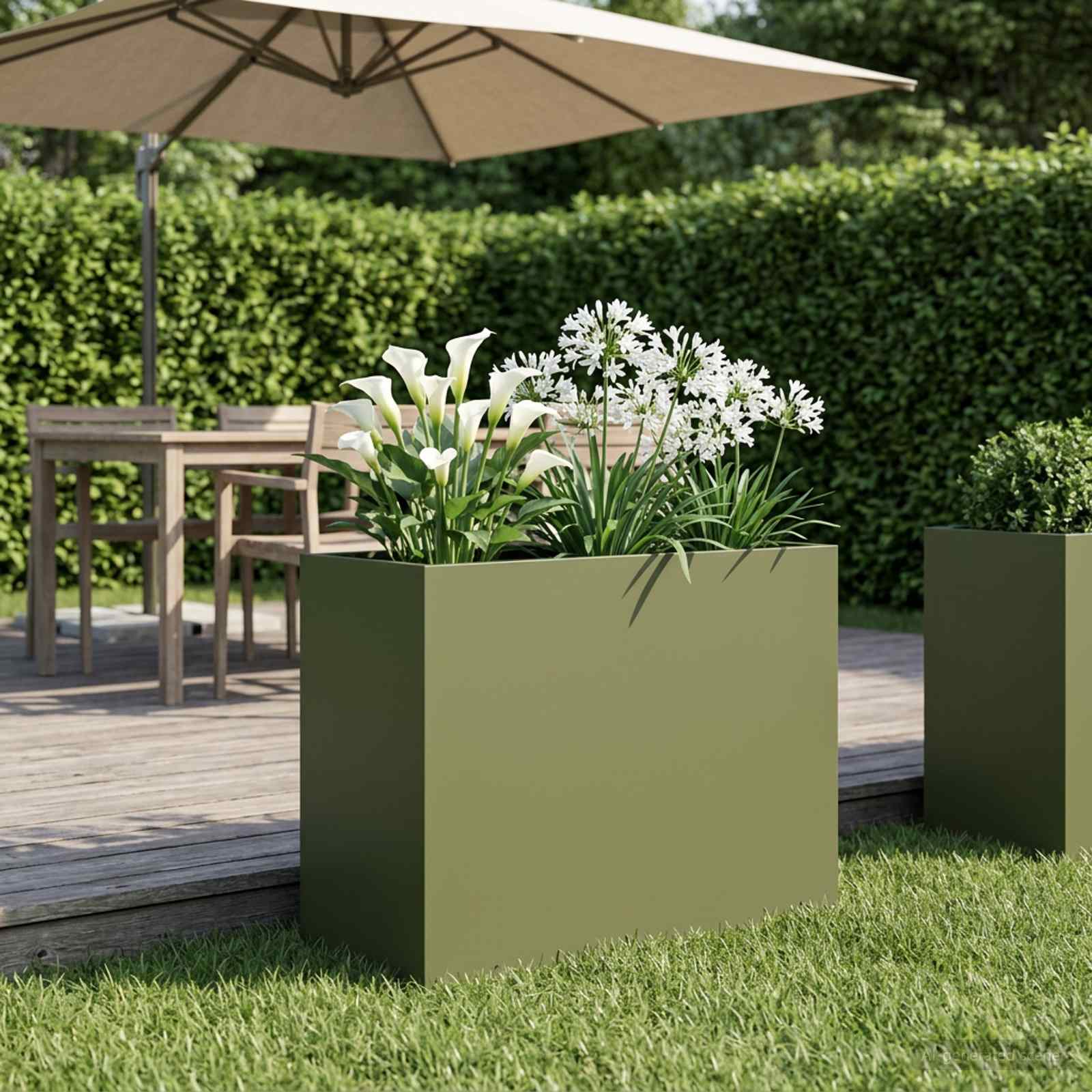 Garten-Pflanzgefäß Olivgrün 60 x 30 x 50 cm Kaltgewalzter Stahl