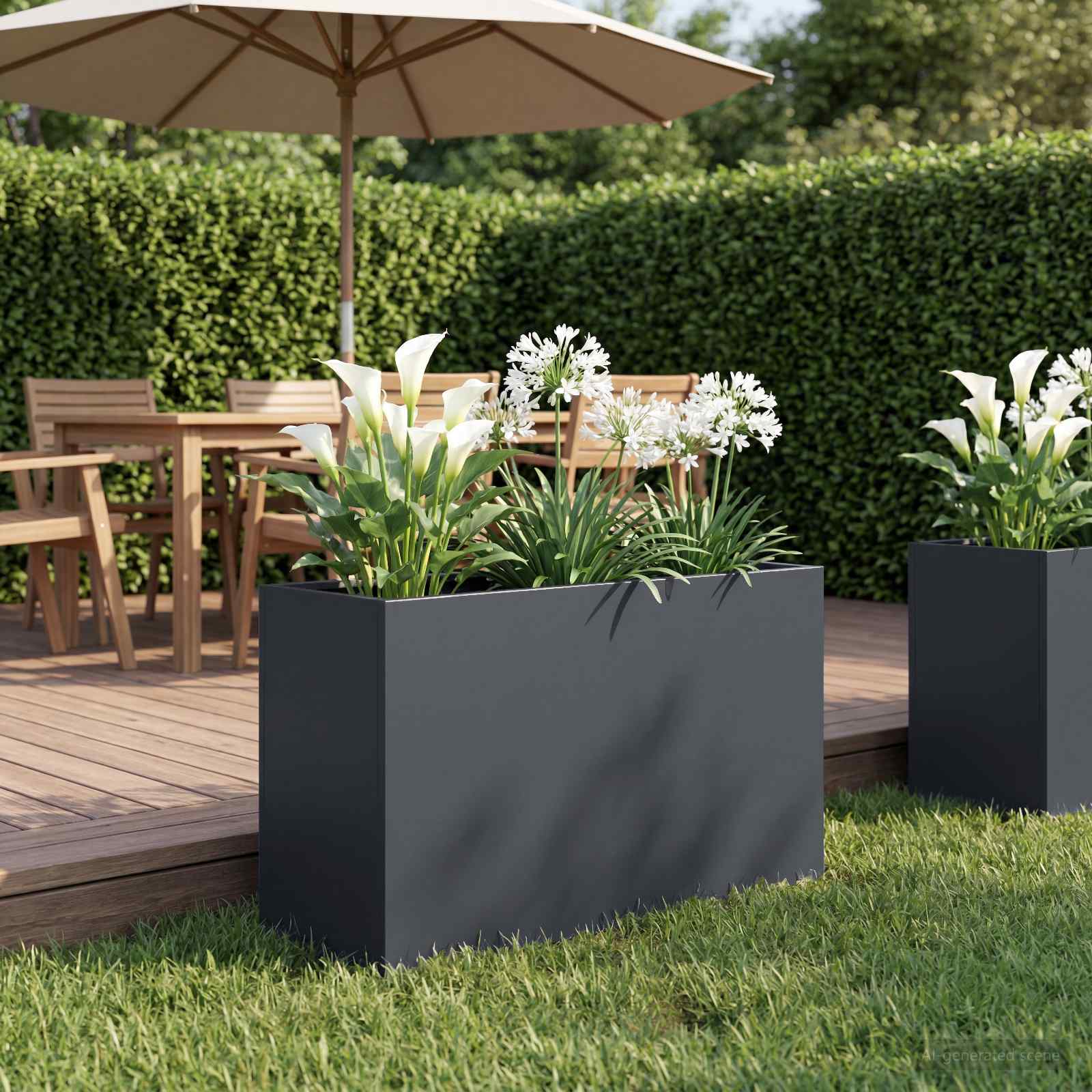 Garten-Pflanzgefäß Anthrazit 80 x 30 x 40 cm